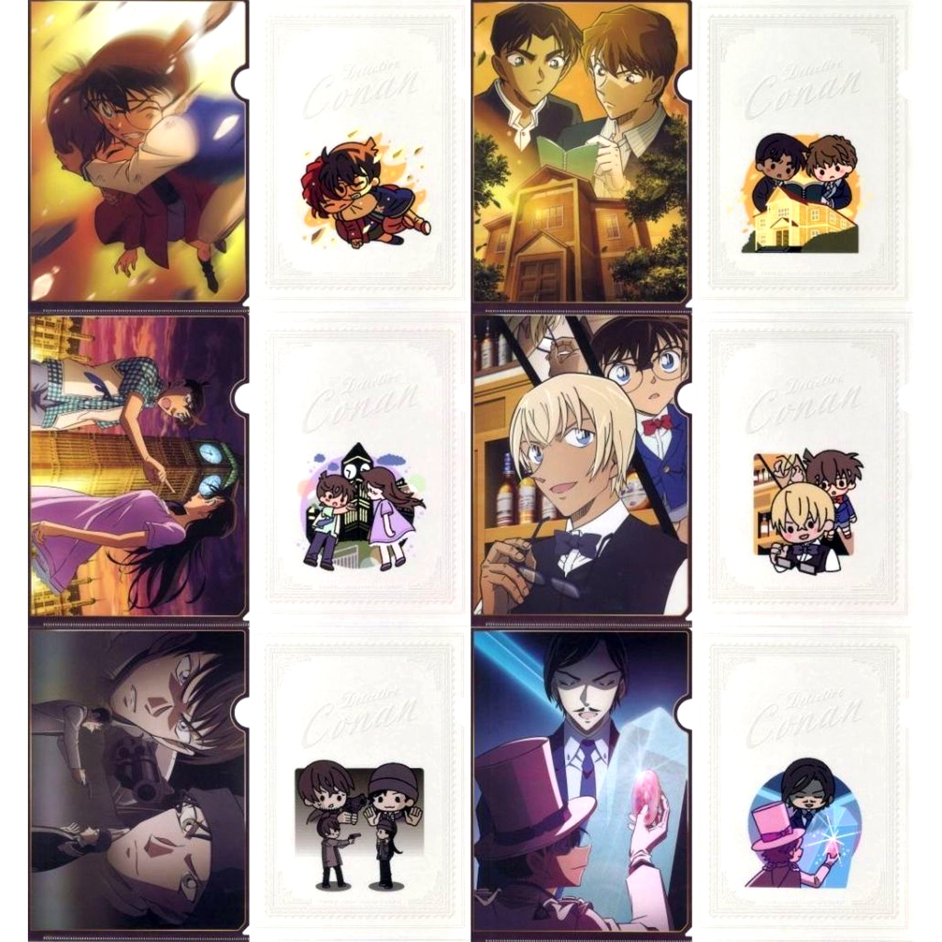 Set of 6 K Prize Detective Conan Memorial Cut FILE.3 Clear File Set Sega Lucky Kuji [USED]
