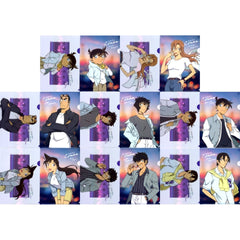 Set of 8 J Prize Detective Conan Neo City Pop A4 Clear File Set Sega Lucky Kuji [USED]