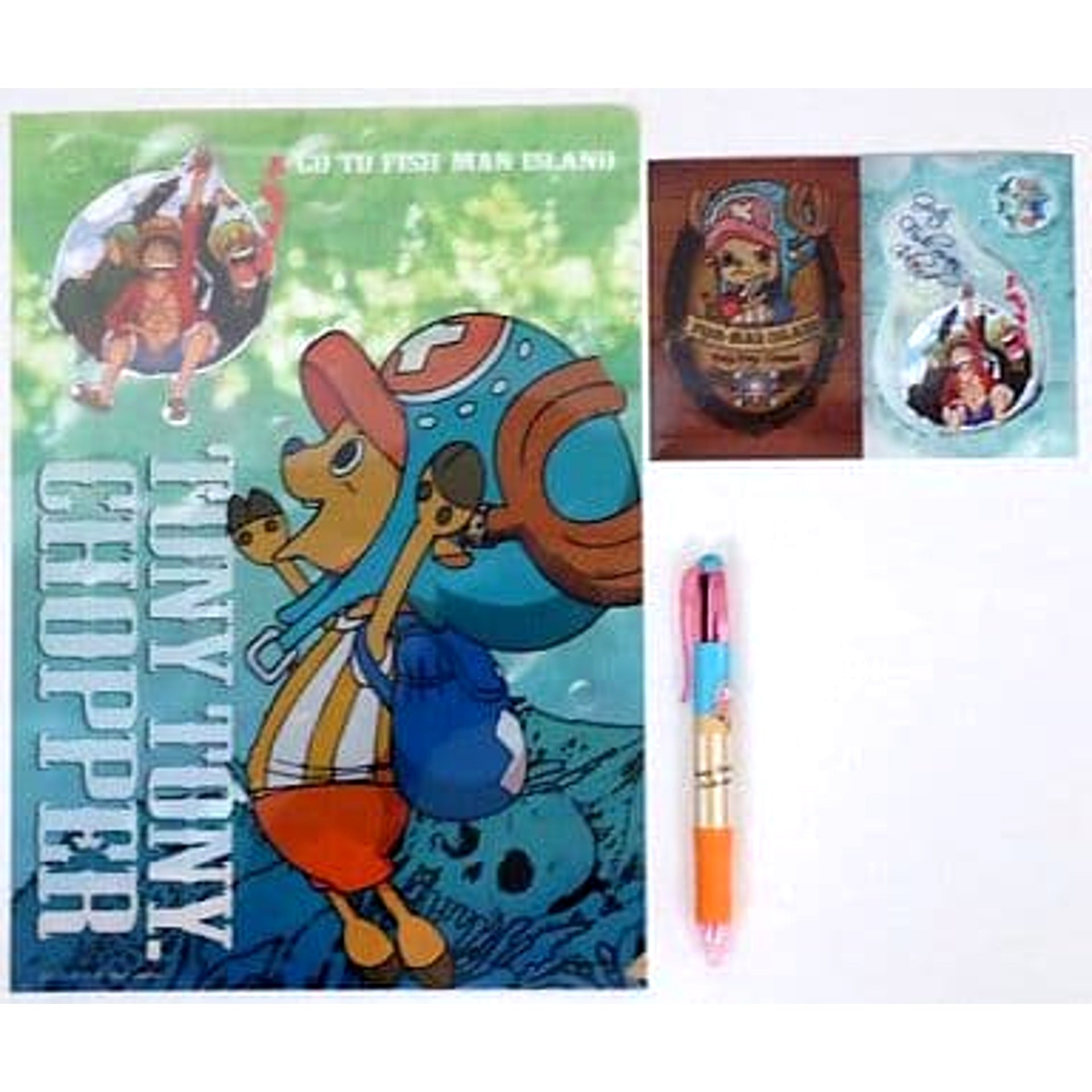 One Piece Chopper Ichiban Kuji Chopper Let's Go! Fishman Island Clear File Set with 2-Color Pen & Stationery Prize E [USED]