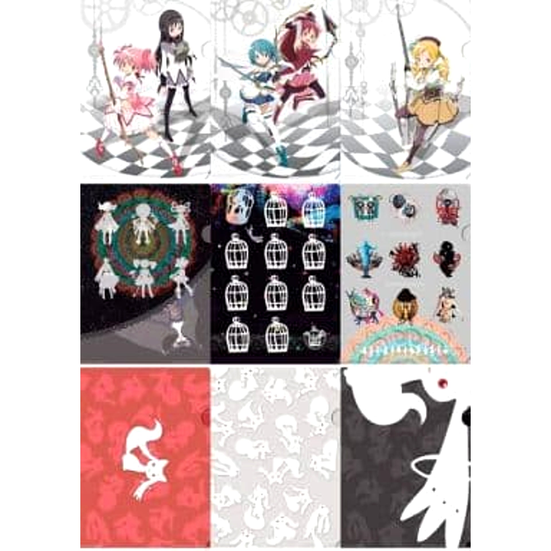 Puella Magi Madoka Magica The Movie Kyubey & Others All 3 Types Set Ichiban Kuji A4 Clear File Set of 9 Prize H [USED]