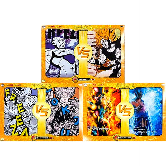 Set of 3 Goku and Frieza F Prize A4 Clear File Set Ichiban Kuji Dragon Ball Goku vs Frieza Super Showdown [USED]