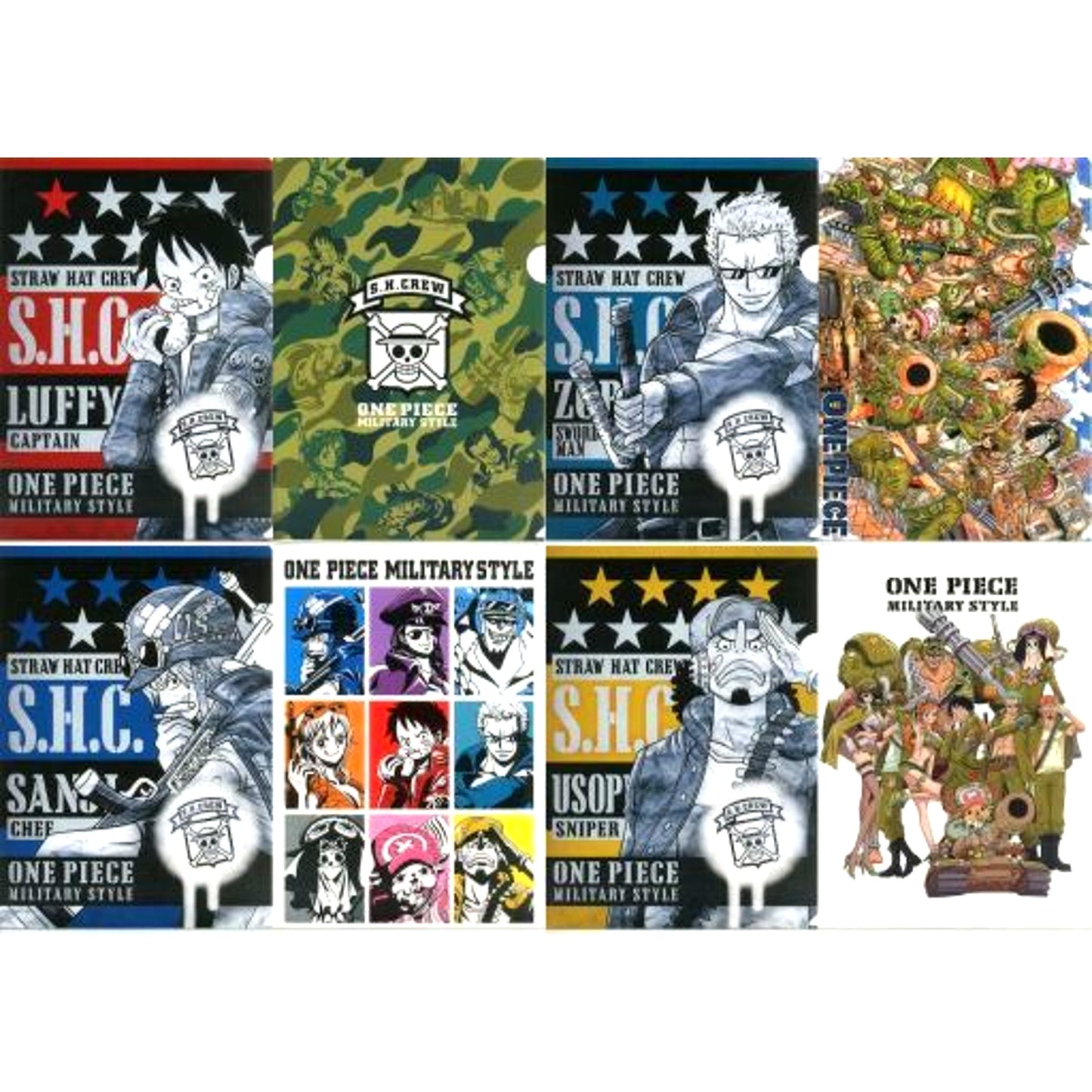 Set of 4 G Prize One Piece Military Style Set of 2 A4 Clear File Set Ichiban Kuji [USED]