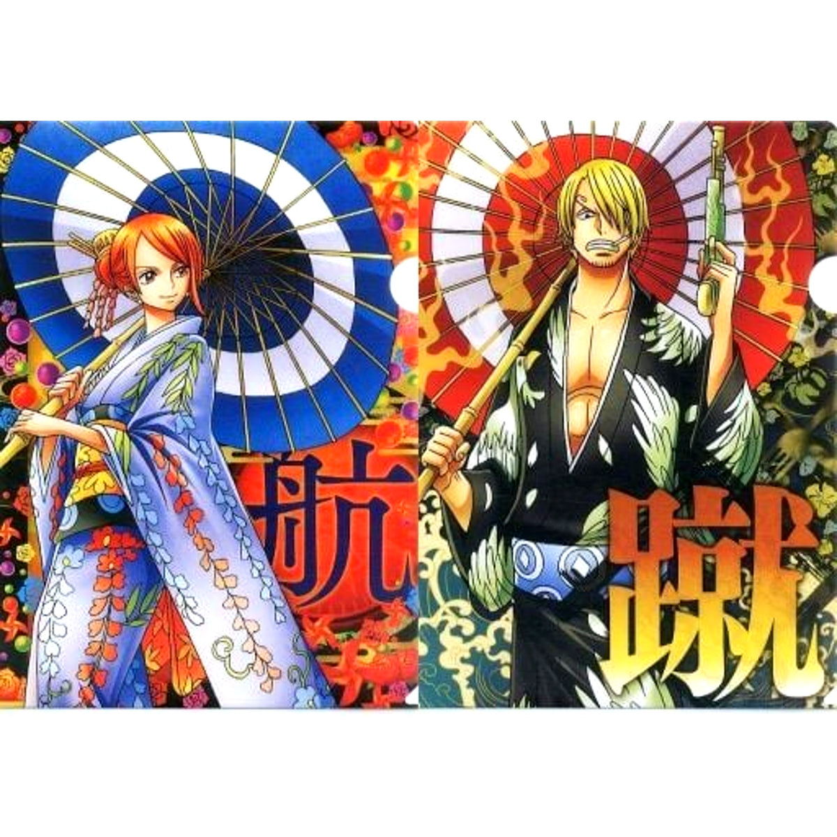 Nami & Sanji A4 Clear File Set of 2 Mugiwara Store Collabo Ver. Ichiban Kuji One Piece Memories 2 Prize G [USED]