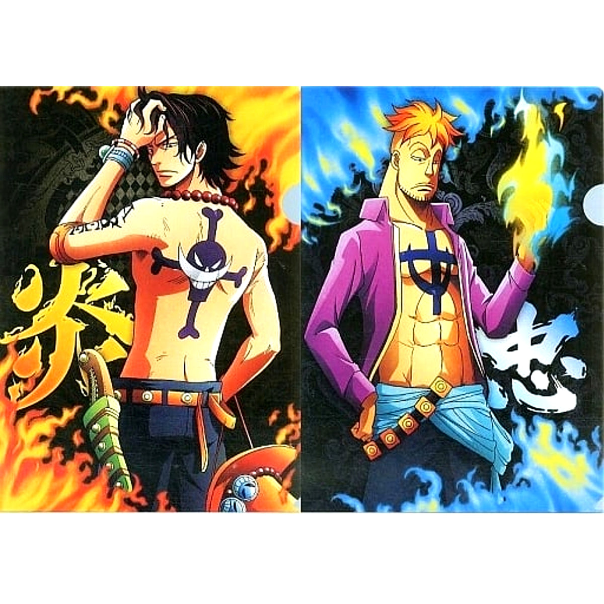 Portgas D. Ace & Marco A4 Clear File Set of 2 Mugiwara Store Collabo Ver. Ichiban Kuji One Piece Memories 2 Prize G [USED]