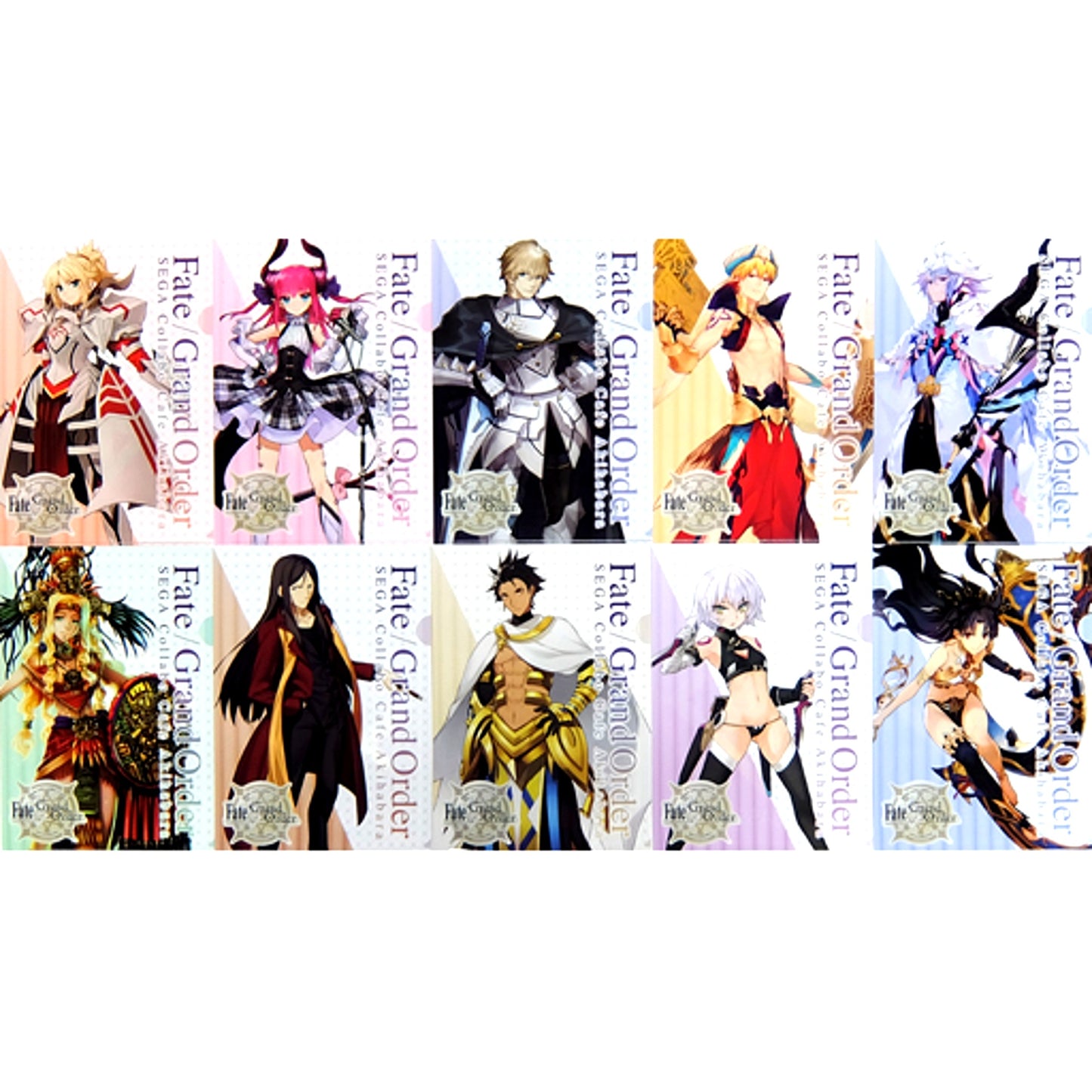 Set of 10 Fate/Grand Order Sega Collabo Cafe A4 Clear File B [USED]