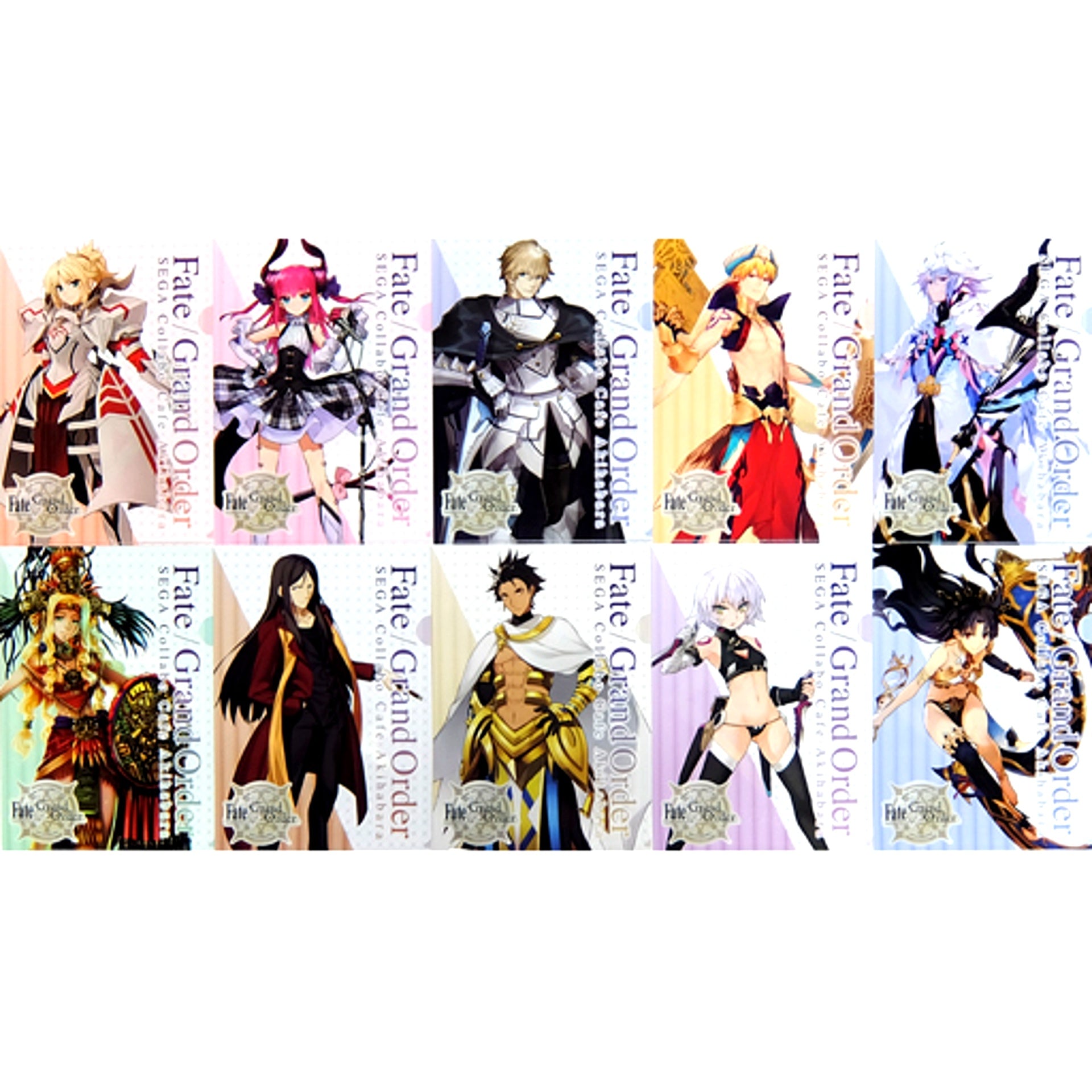 Set of 10 Fate/Grand Order Sega Collabo Cafe A4 Clear File B [USED]