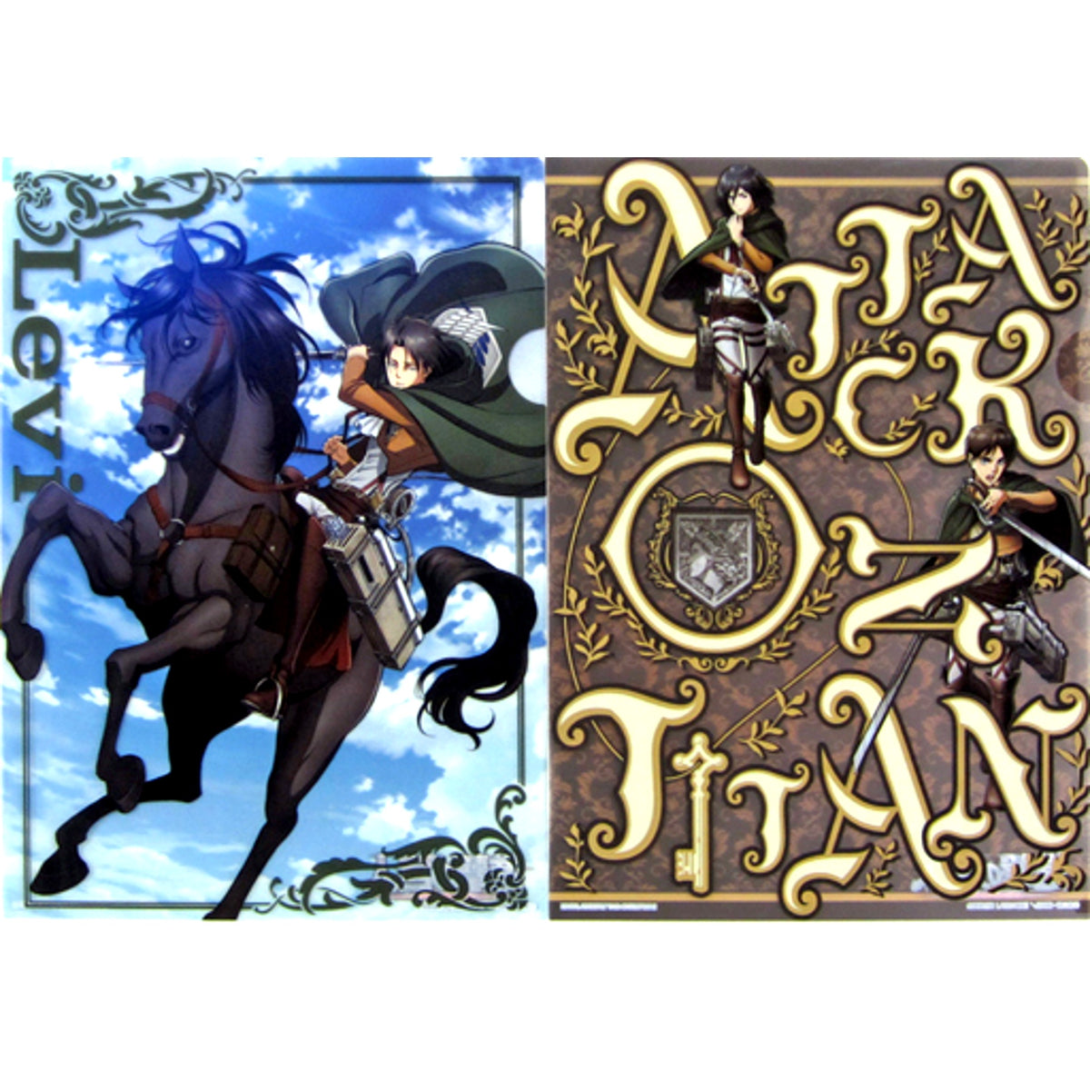 Levi and Horse Mikasa and Eren A4 Clear File Set Ichiban Kuji Attack on Titan Seikan seyo Chosa Heidan Prize H [USED]