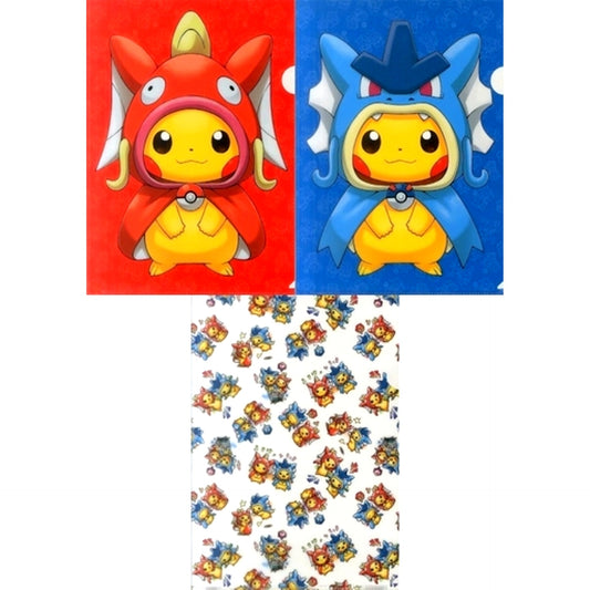 Pretend Magikarp & Pretend Gyarados Pikachu Set of 3 A4 Clear File Pokemon Pokemon Center Limited [USED]
