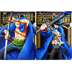 Set of 2 Zoro and Mihawk L Prize A4 Illustration Clear File Set Ichiban Kuji One Piece 20th Anniversary [USED]