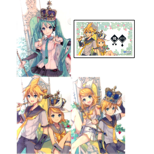 Hatsune Miku Kagamine Rin and Len 10th Anniversary A4 Clear File and Sticker VOCALOID [USED]