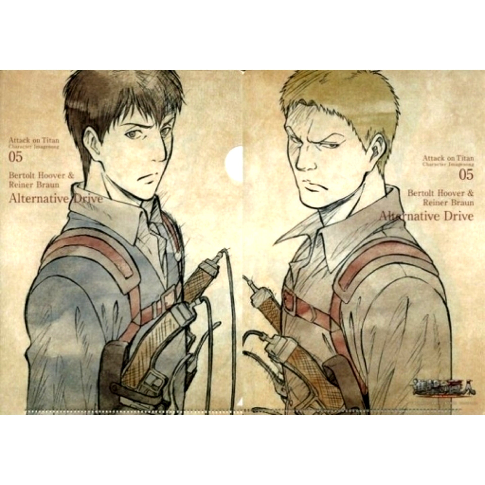 Bertolt Hoover & Reiner Braun A5 Mini Clear File Bonus for CD Attack on Titan Character Image Song Series Vol.05 [USED]