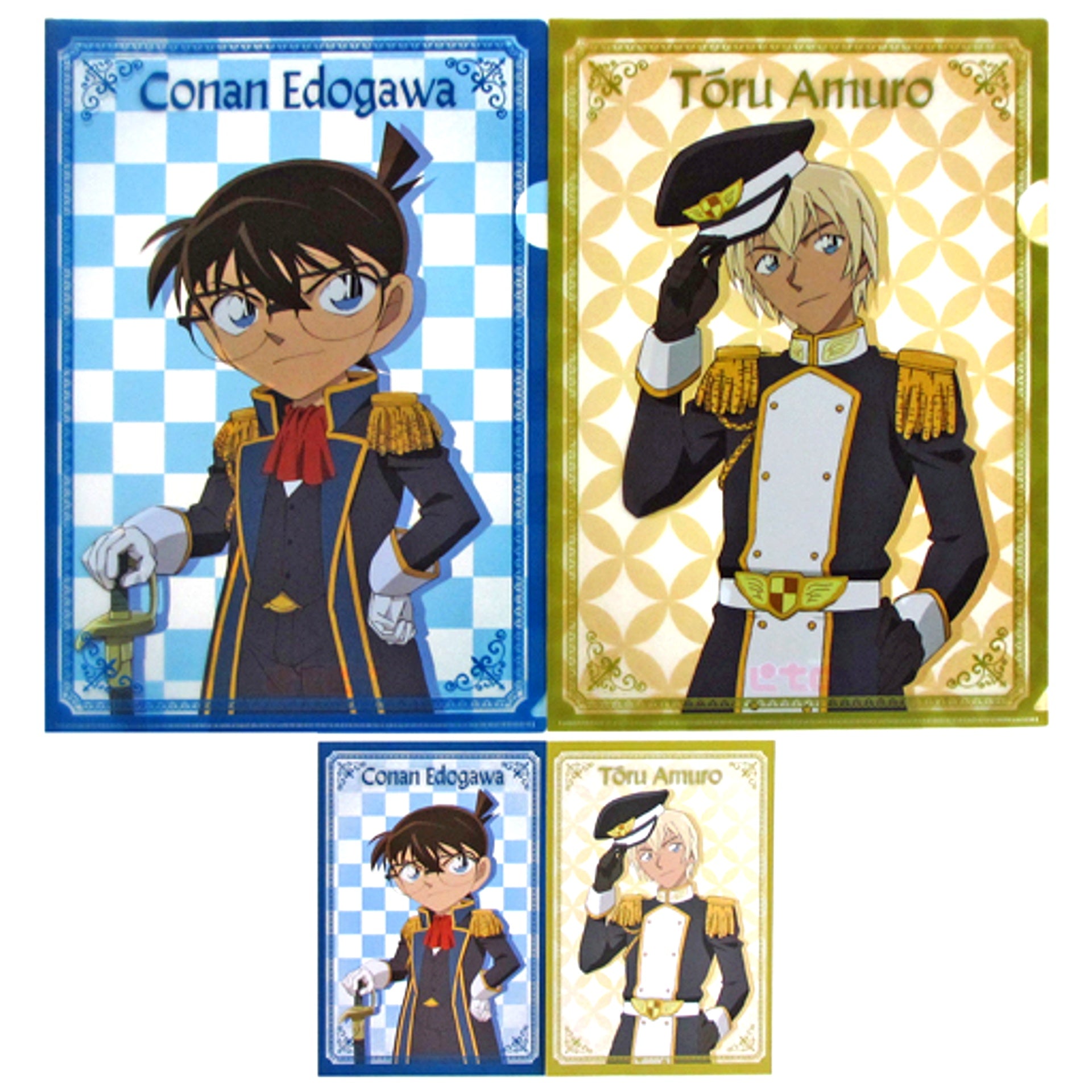 Conan Edogawa & Toru Amuro E Prize A4 Clear File & Postcard Set Sega Lucky Kuji Detective Conan ZERO COLLECTION [USED]