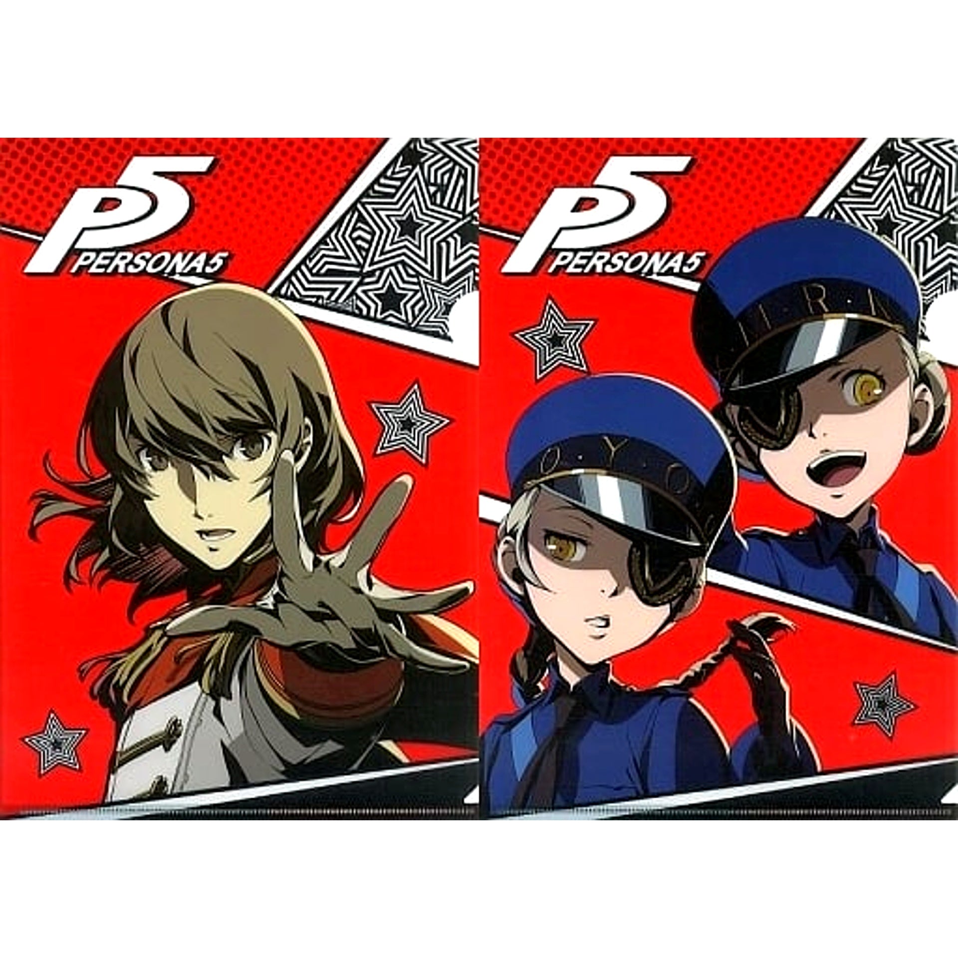 Goro Akechi & Justine & Caroline Prize G Set of 2 A4 Clear Files Sega Lucky Kuji Persona 5 [USED]