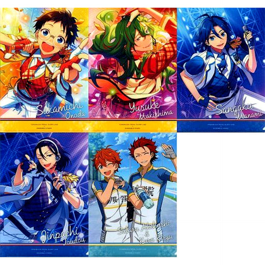 Set of 5 Ensemble Stars! x Yowamushi Pedal Animate Girls Festival 2018 Collabo Illustration A4 Clear Files [USED]