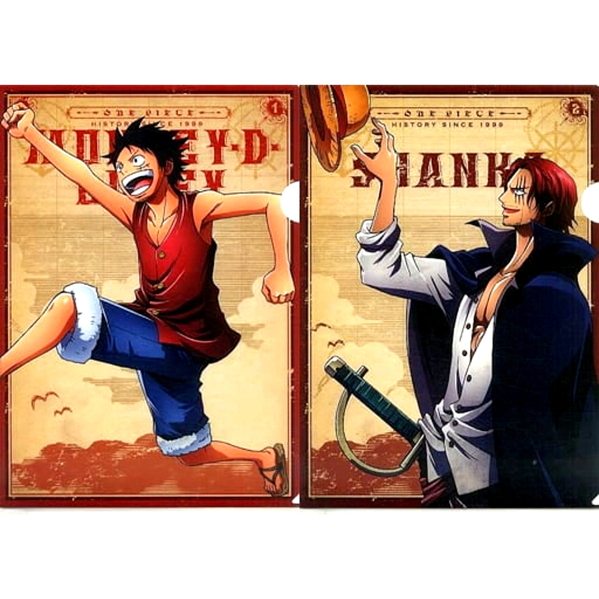 One Piece Luffy Shanks Ichiban Kuji Memorial Log A4 Newly Illustrated Clear File Set History Relay Prize G [USED]