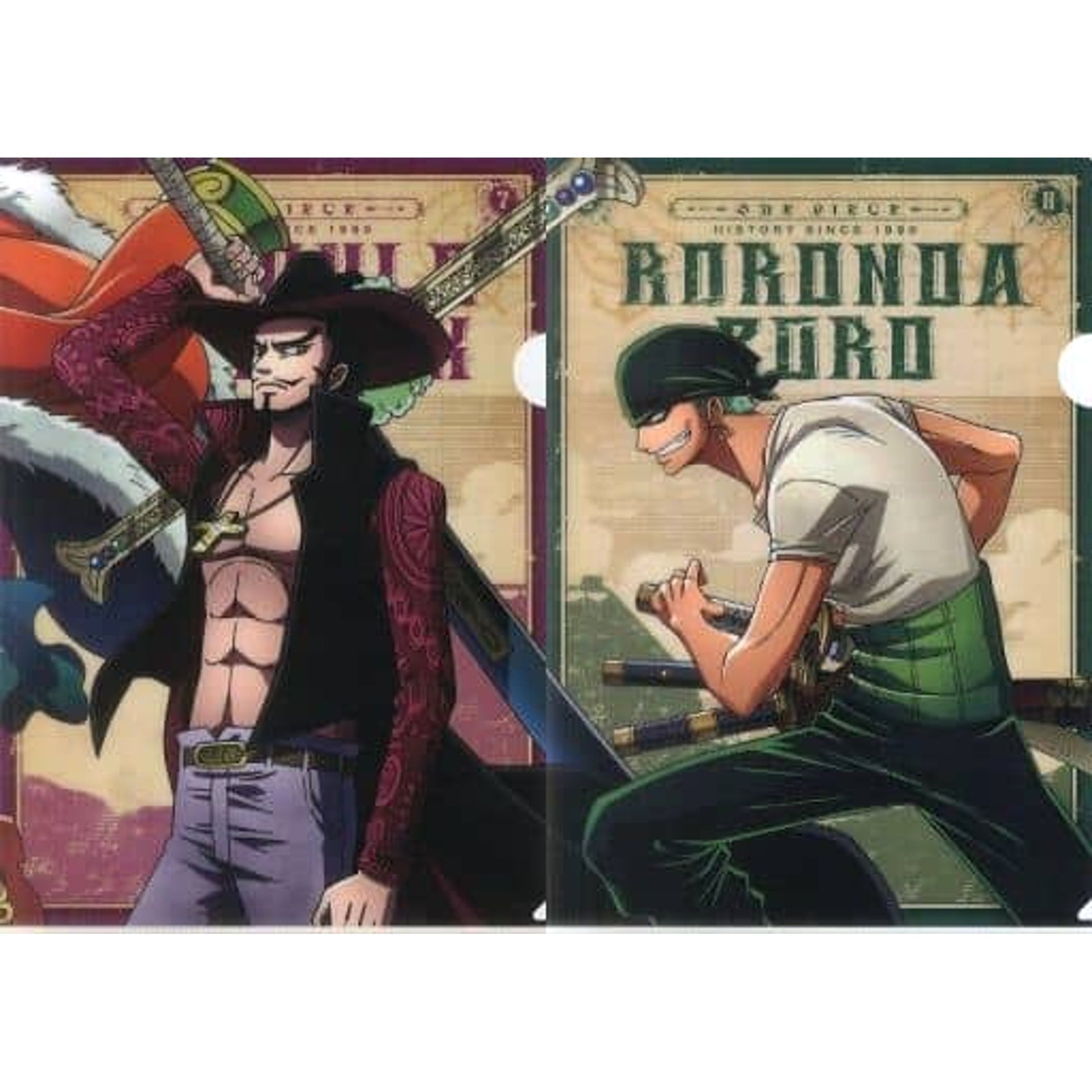 One Piece Dracule Mihawk Zoro Ichiban Kuji Memorial Log A4 Newly Illustrated Clear File Set History Relay Prize G [USED]