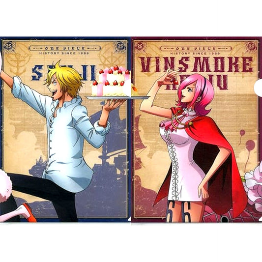 Sanji Reiju A4 Newly Drawn Clear File Set History Relay Set of 2 Ichiban Kuji One Piece Memorial Log Prize G [USED]