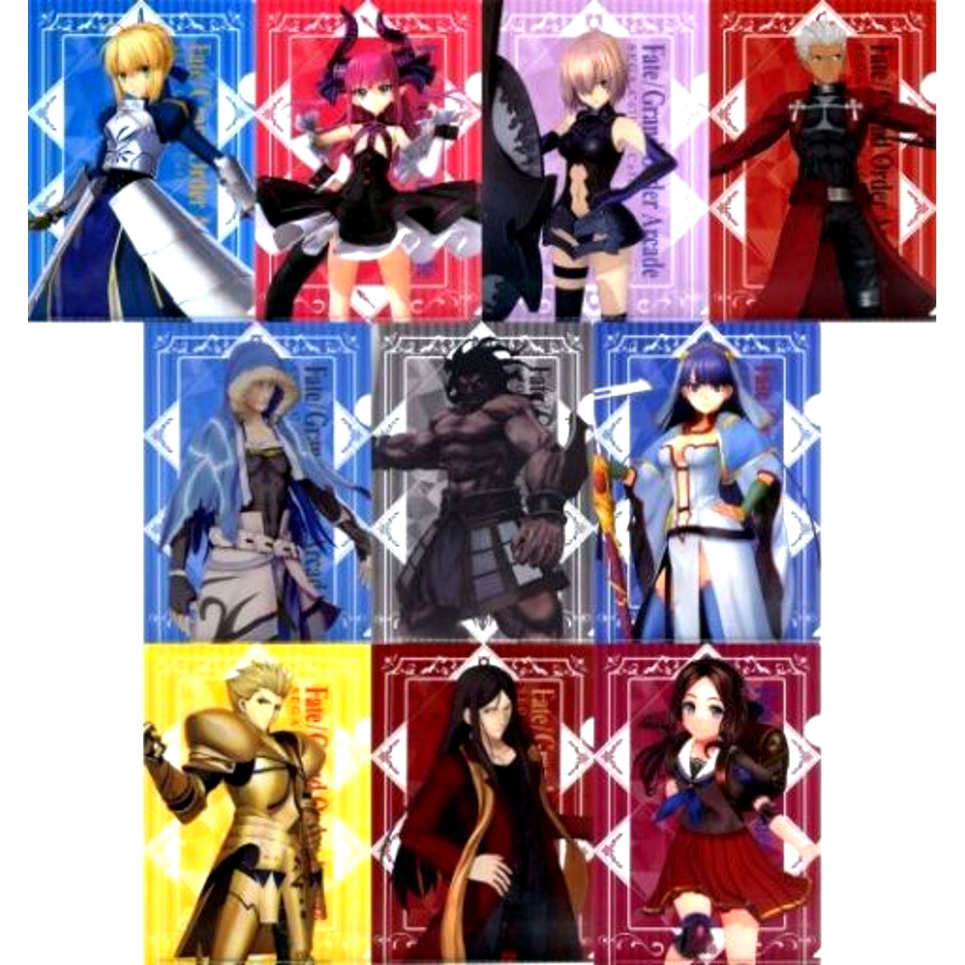 Set of 10 Fate/Grand Order Arcade Sega Collabo Cafe A4 Clear File A [USED]