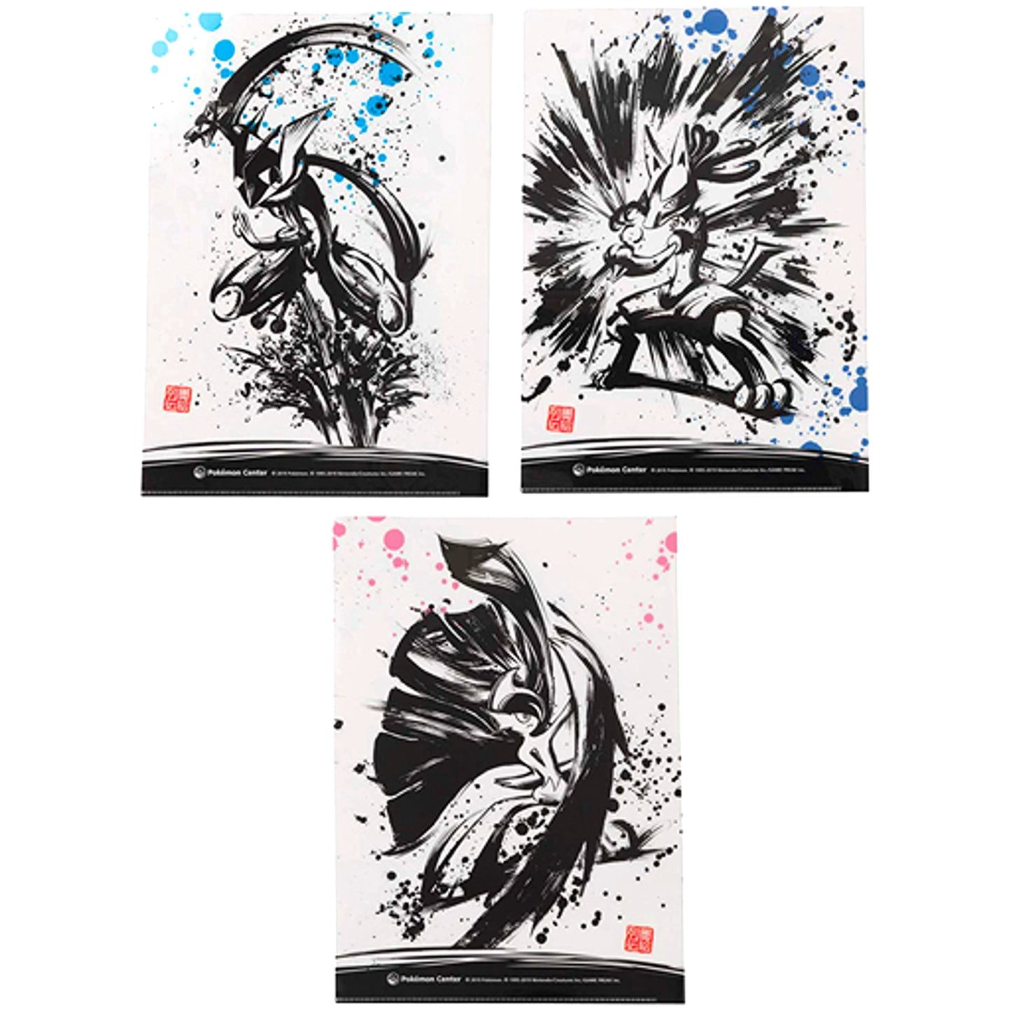Greninja, Mega Sceptile & Lucario Set of 3 A4 Clear File Sumie Retsuden Pokemon Pokemon Center Limited [USED]
