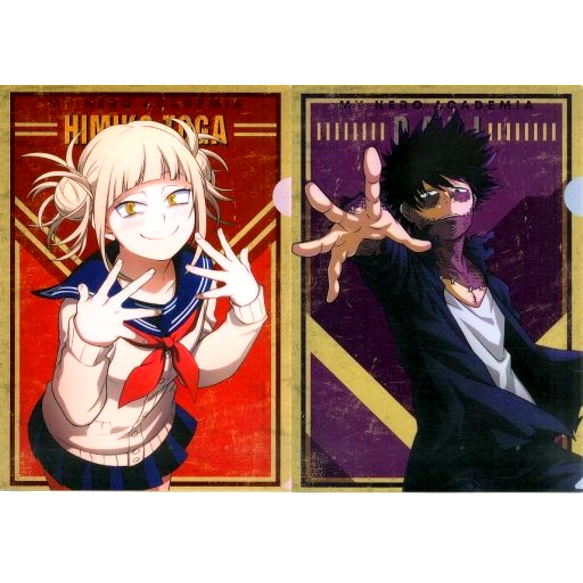 Himiko Toga & Dabi A4 Clear File Set feat. SMASH RISING Ichiban Kuji My Hero Academia FIGHTING HEROES feat. SMASH RISING Prize E [USED]
