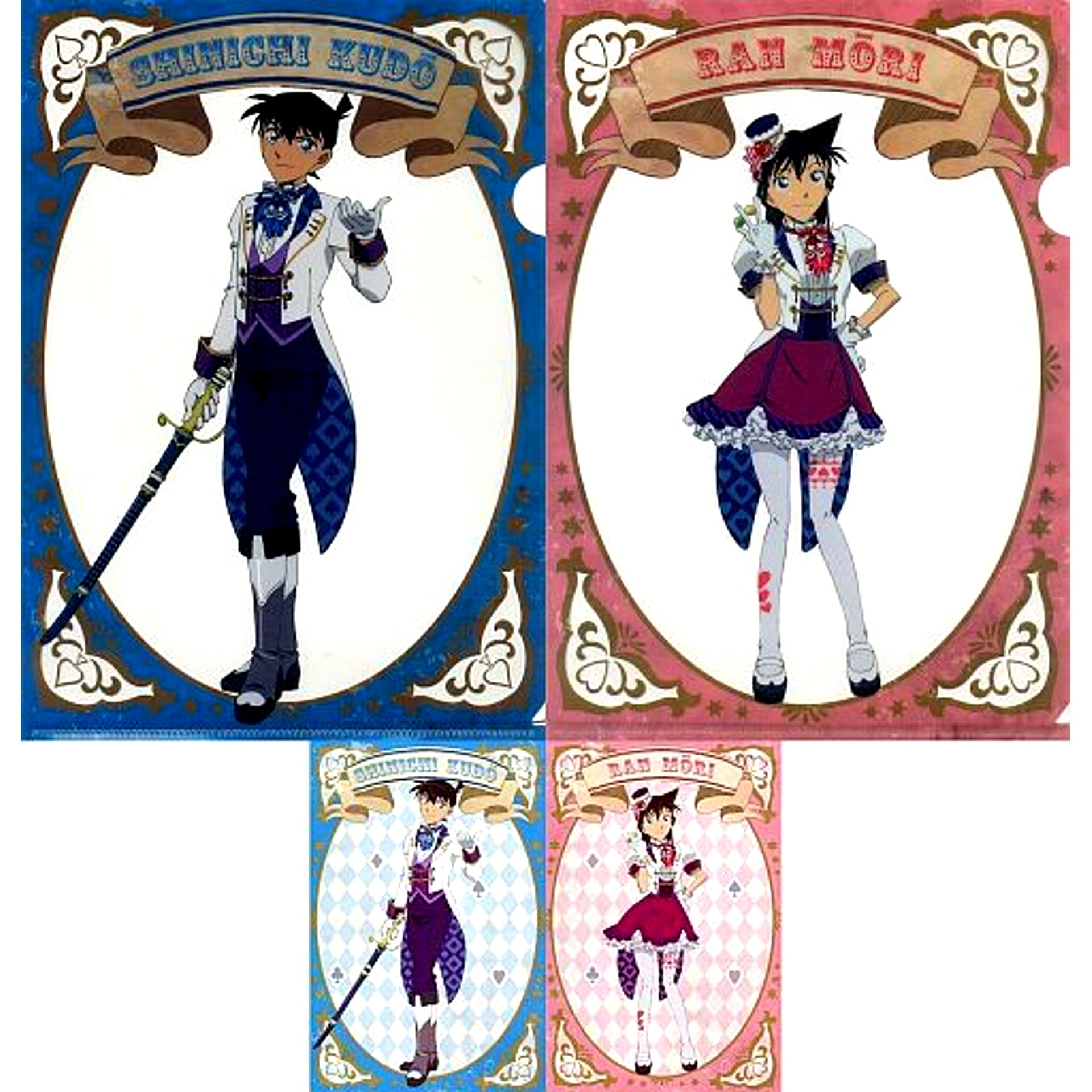 Shinichi Kudo & Ran Mouri K Prize A4 Clear File & Postcard Set Sega Lucky Kuji Detective Conan Secret Magic Show [USED]