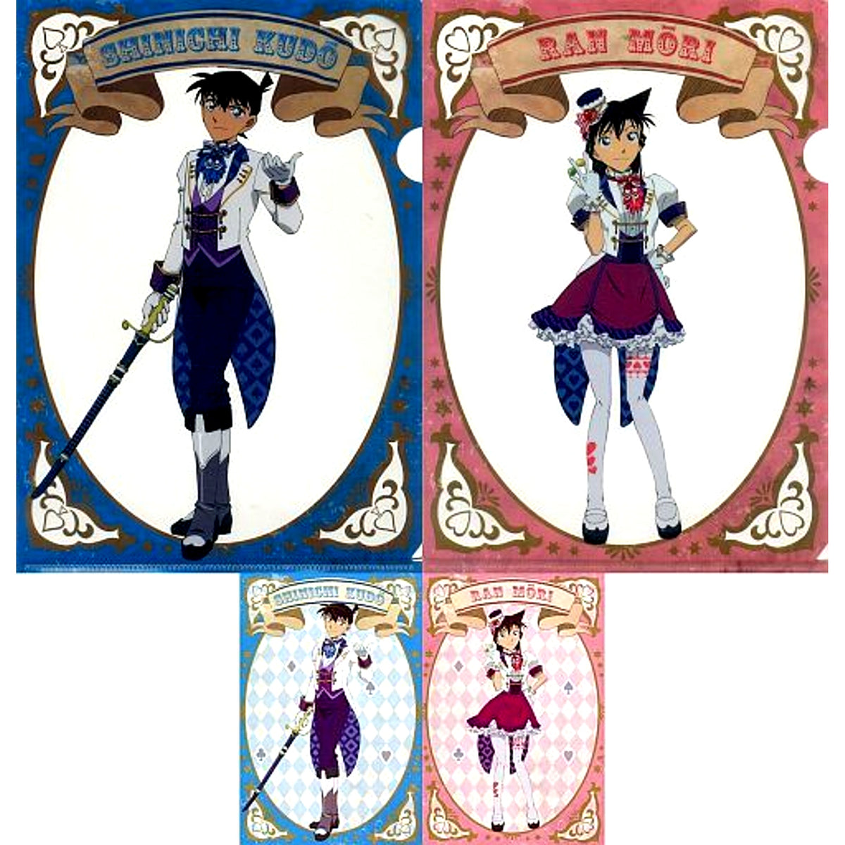 Shinichi Kudo & Ran Mouri K Prize A4 Clear File & Postcard Set Sega Lucky Kuji Detective Conan Secret Magic Show [USED]