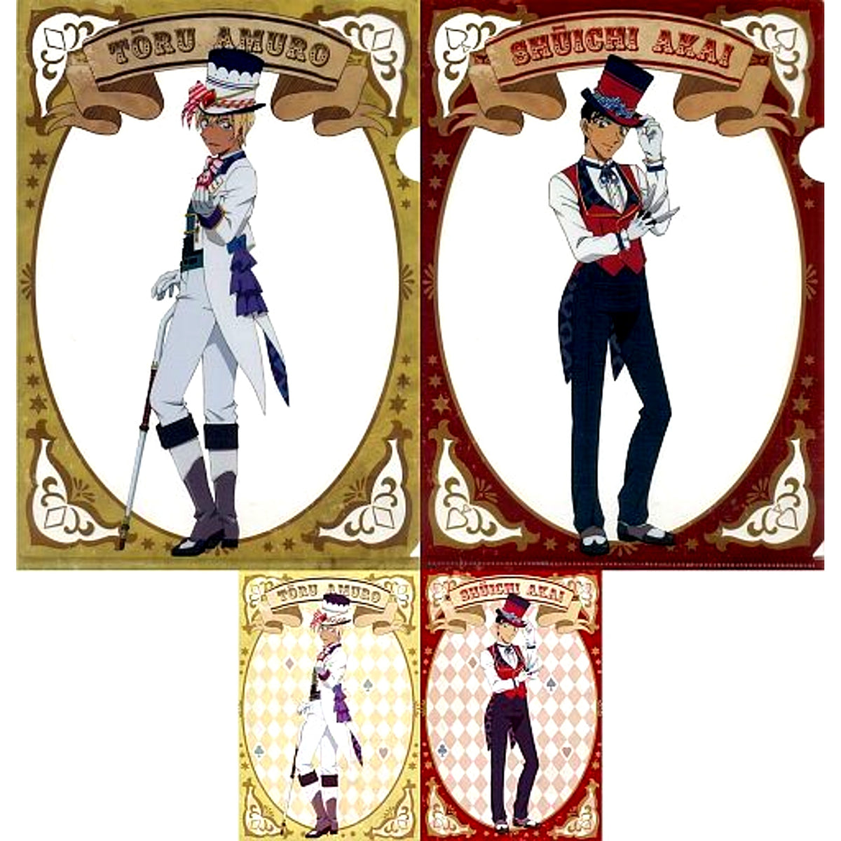 Toru Amuro & Shuichi Akai K Prize A4 Clear File & Postcard Set Sega Lucky Kuji Detective Conan Secret Magic Show [USED]