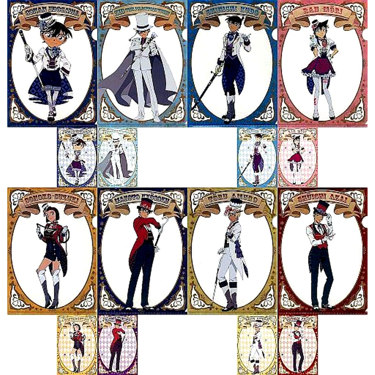 Set of 4 K Prize A4 Clear File & Postcard Set Sega Lucky Kuji Detective Conan Secret Magic Show [USED]
