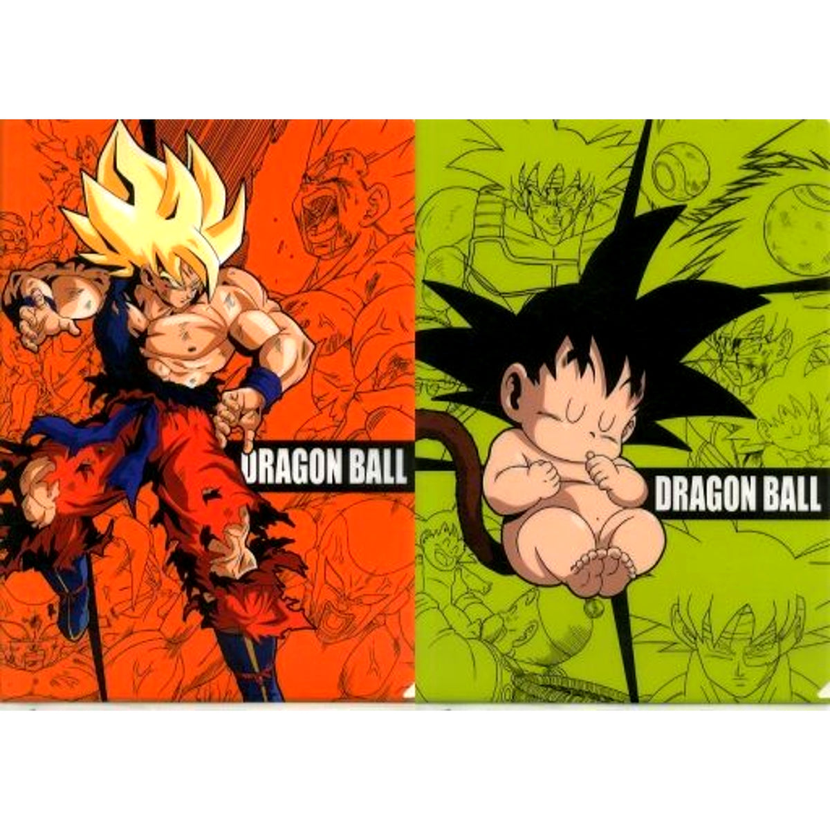 Set of 2 Son Goku Childhood Sleeping and Super Saiyan Son Goku K Prize Illustration A4 Clear File Son Goku History Ichiban Kuji Dragon Ball Super Warrior Battle Retsuden Z [USED]