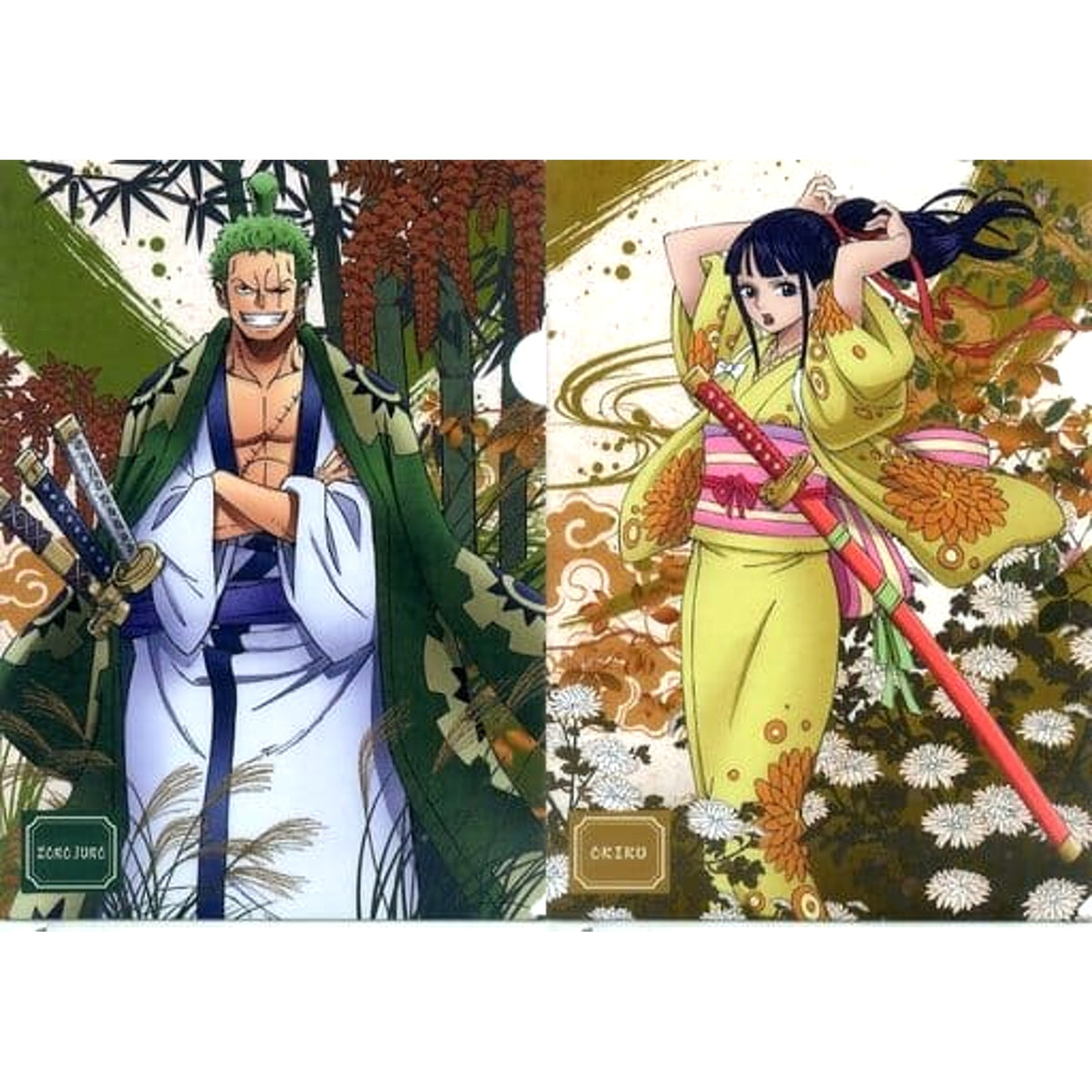 One Piece Zoro Juro Okiku A Ichiban Kuji Wano Country Arc: Act 1 A4 File Folder Set Set of 2 Prize H [USED]