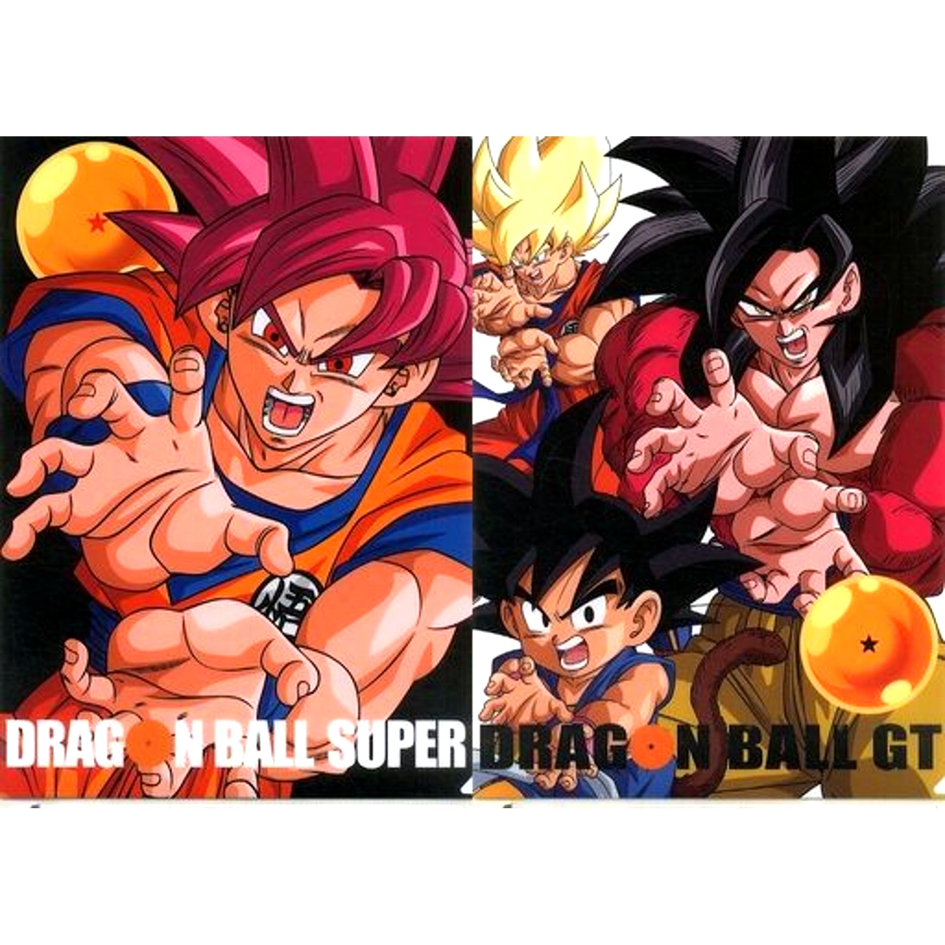 Set of 2 Super Saiyan God Son Goku and Dragon Ball GT Vol. 1 Jacket Illustration F Prize A4 Clear File Ichiban Kuji Dragon Ball The Greatest Saiyan [USED]