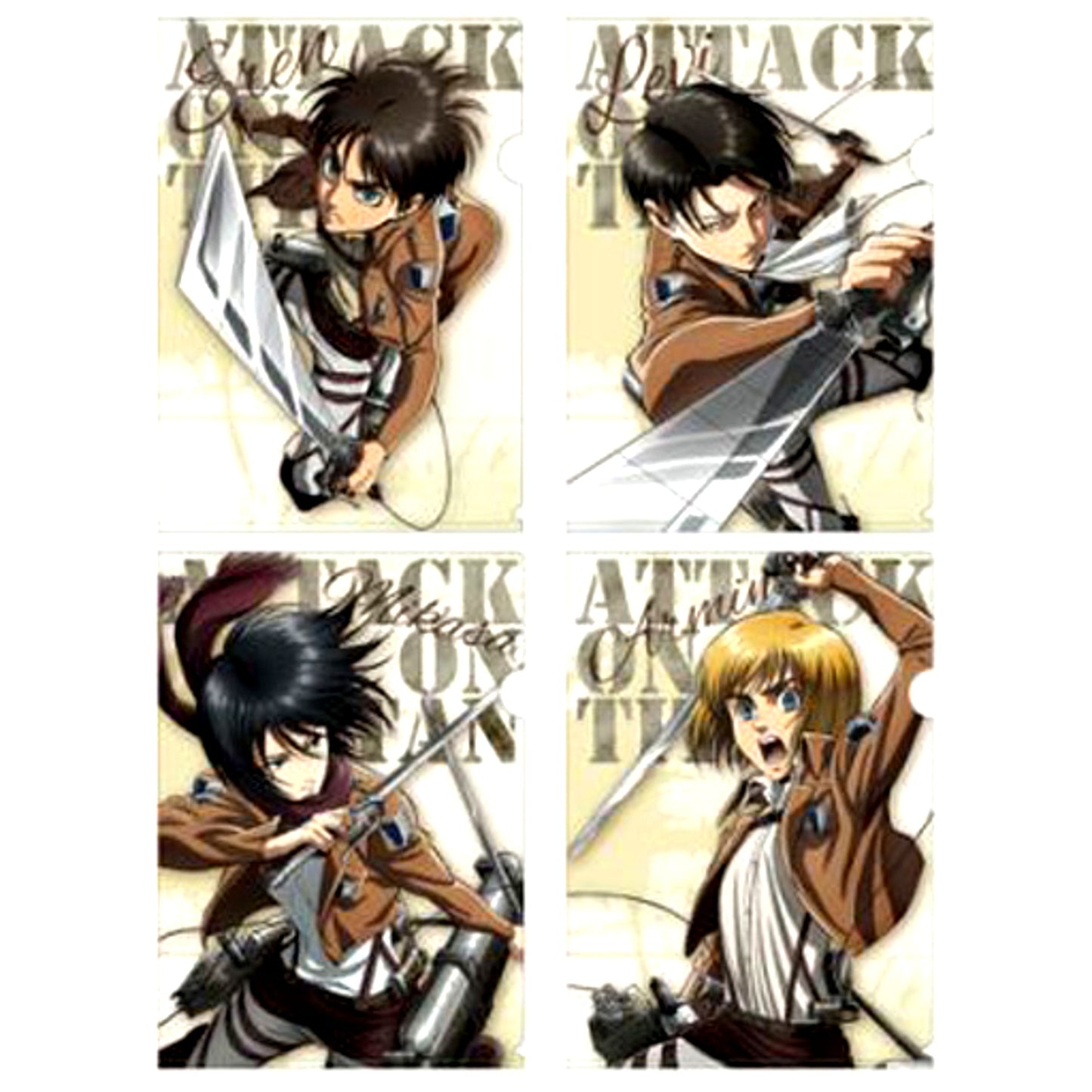 Set of 4 Attack Ver. Attack on Titan A4 Clear Files [USED]