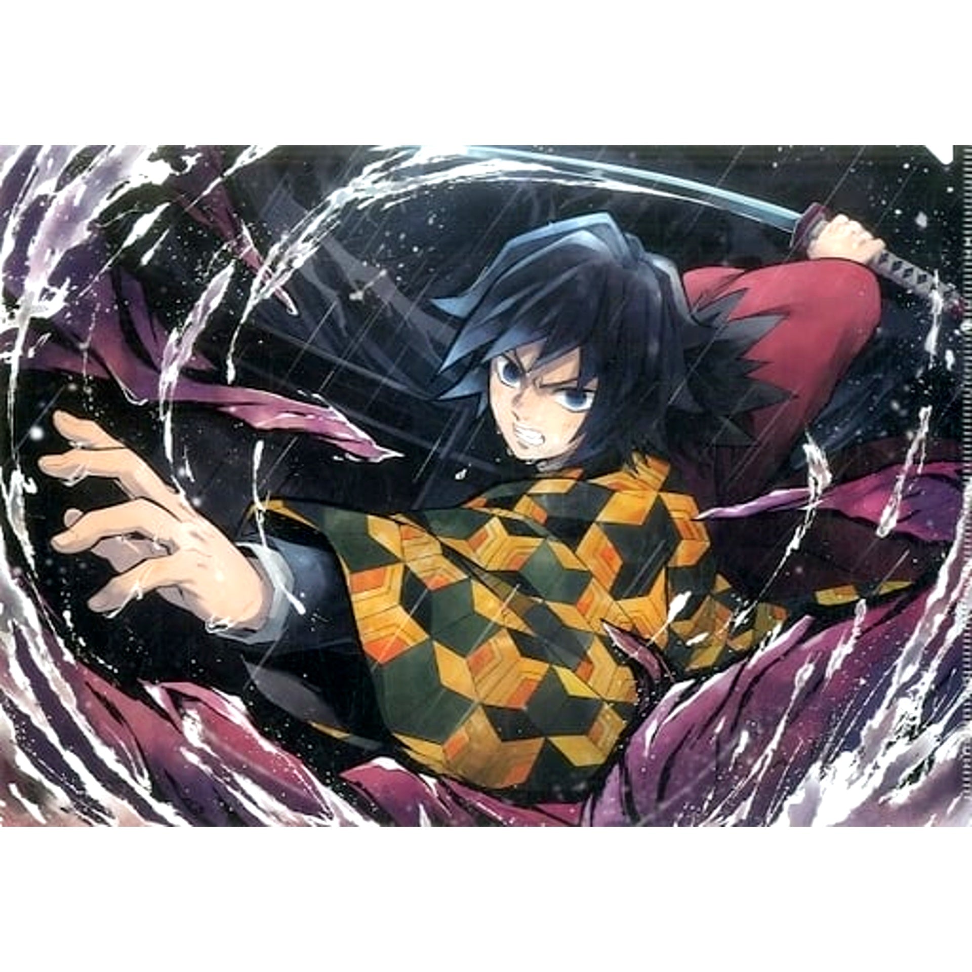 Giyu Tomioka Unforgettable Sword Illustration A4 Clear File Demon Slayer: Kimetsu no Yaiba Character Emaki Cafe in ufotable Cafe [USED]