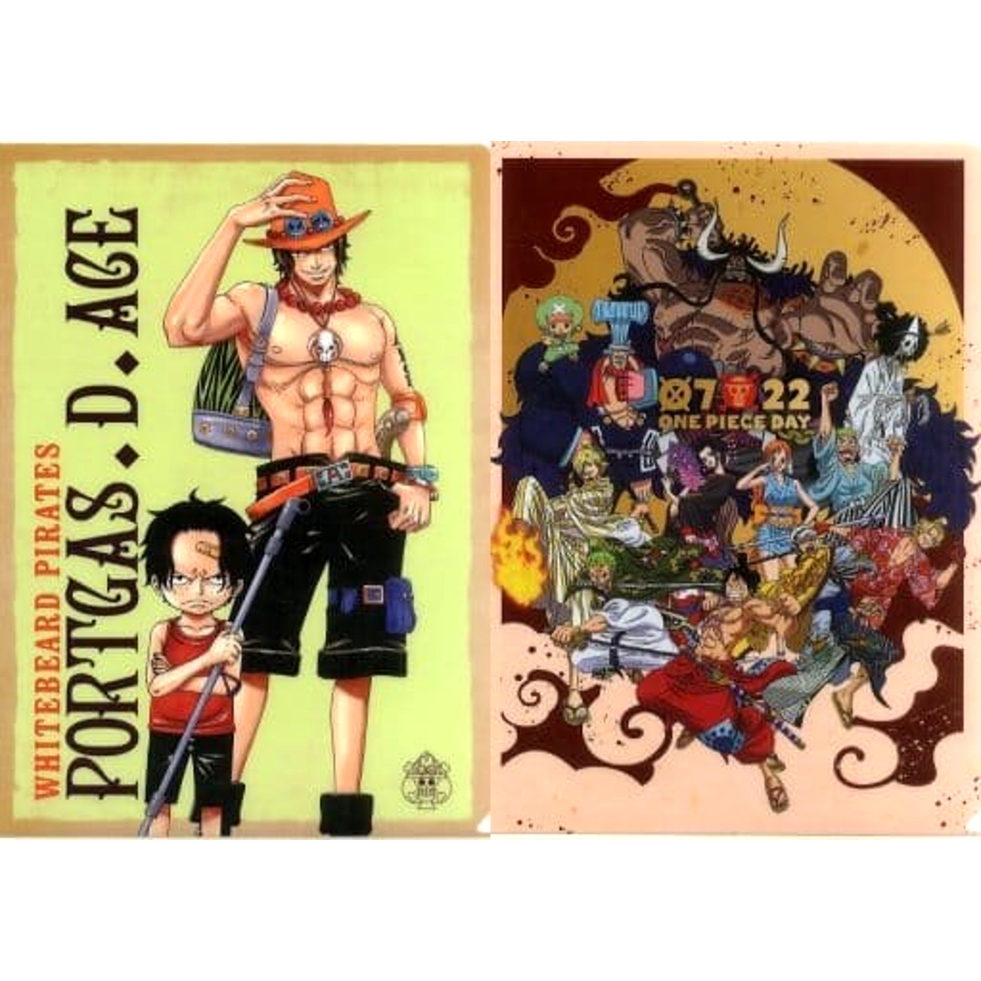 One Piece Portgas D. Ace Ichiban Kuji Full Force A4 Clear File Set 2 Pieces Prize I [USED]