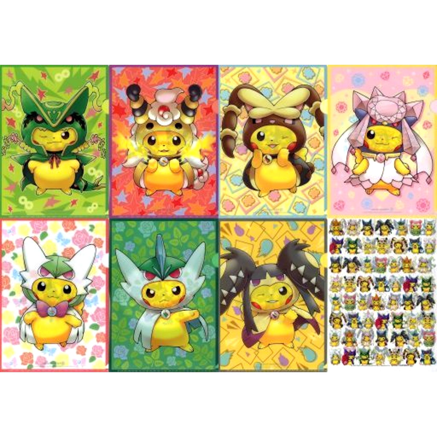 Pikachu Wearing Mega Poncho Vol. 2 Set of 8 A4 Clear File Set Pokemon Pokemon Center Limited [USED]