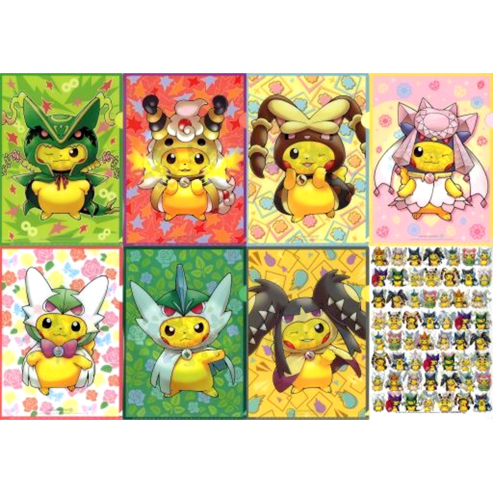 Pikachu Wearing Mega Poncho Vol. 2 Set of 8 A4 Clear File Set Pokemon Pokemon Center Limited [USED]