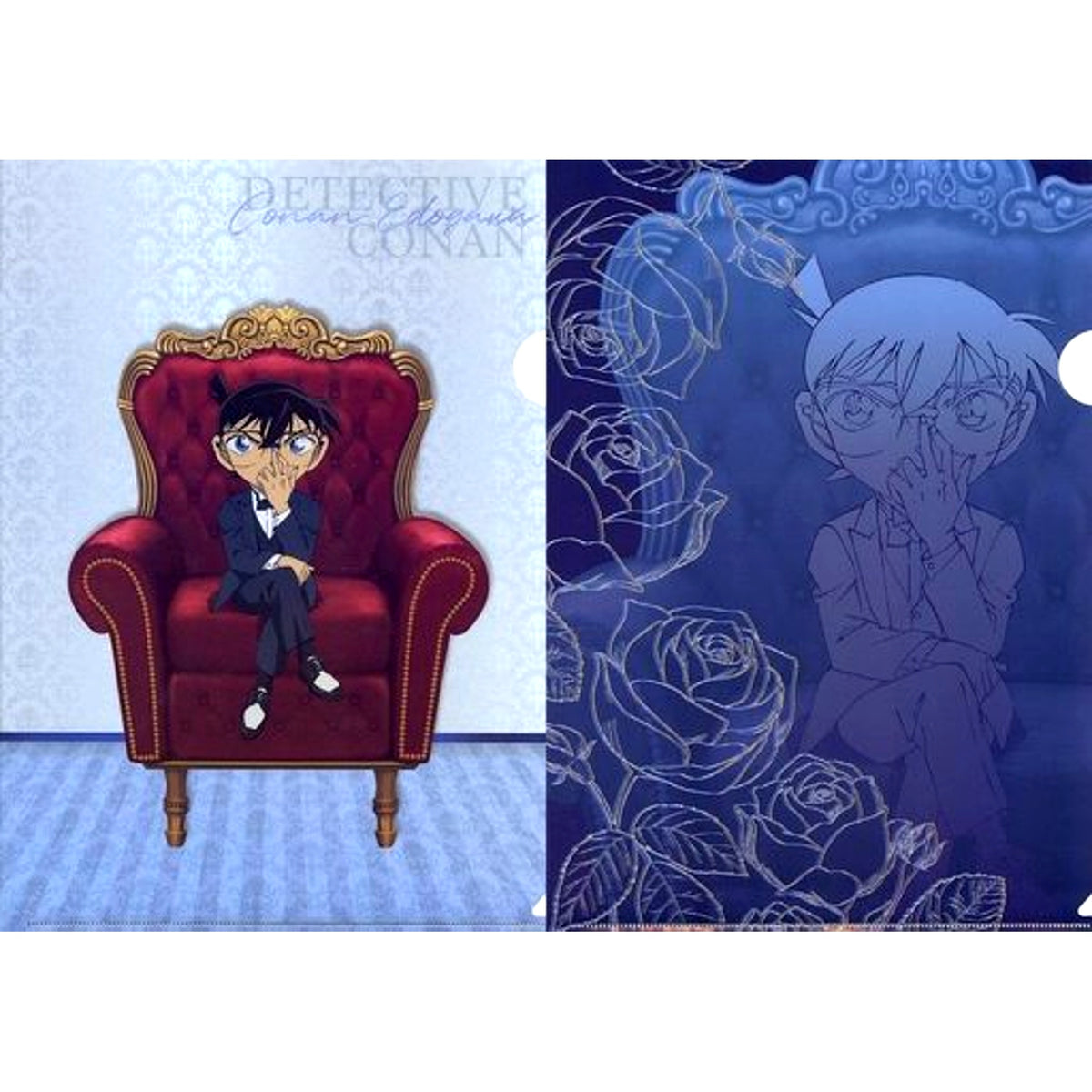 Conan Edogawa L Prize A4 Clear File Set of 2 Sega Lucky Kuji Detective Conan Red Party Collection [USED]