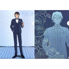 Shukichi Haneda L Prize A4 Clear File Set of 2 Sega Lucky Kuji Detective Conan Red Party Collection [USED]