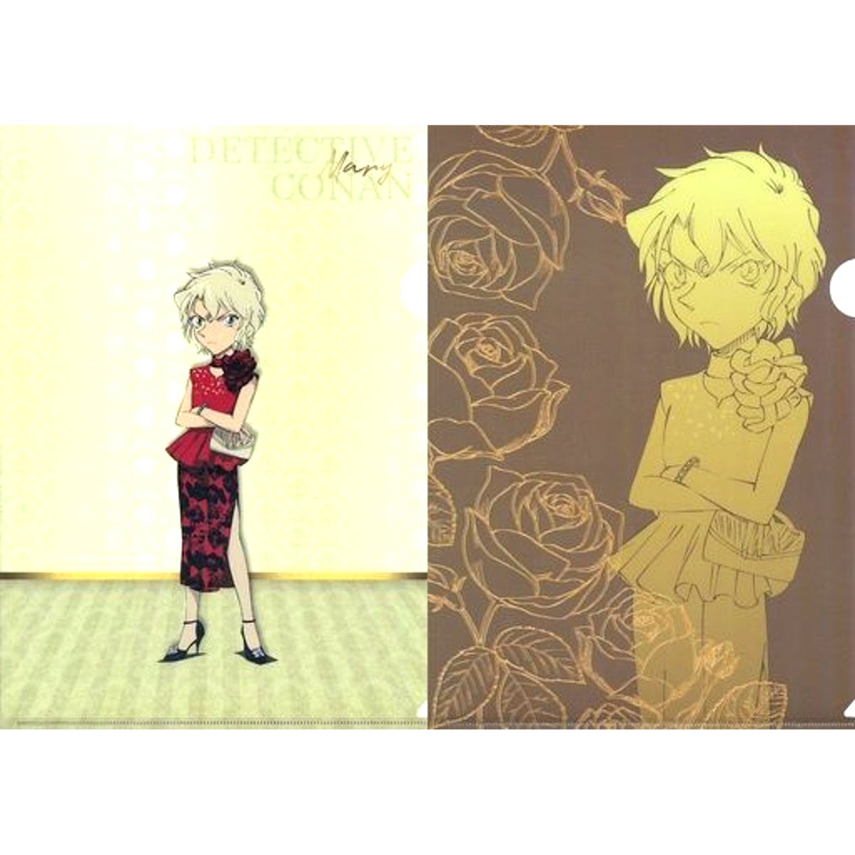Mary Sera L Prize A4 Clear File Set of 2 Sega Lucky Kuji Detective Conan Red Party Collection [USED]
