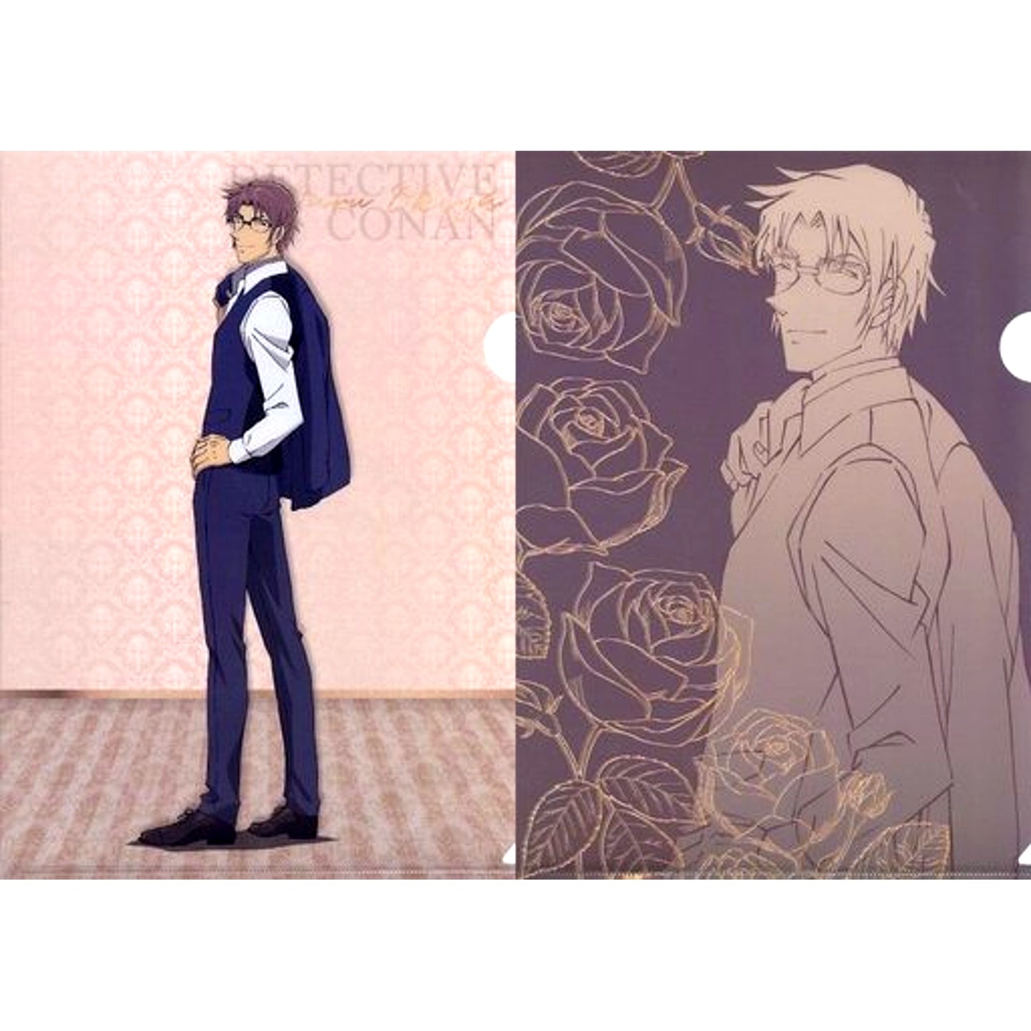 Subaru Okiya L Prize A4 Clear File Set of 2 Sega Lucky Kuji Detective Conan Red Party Collection [USED]