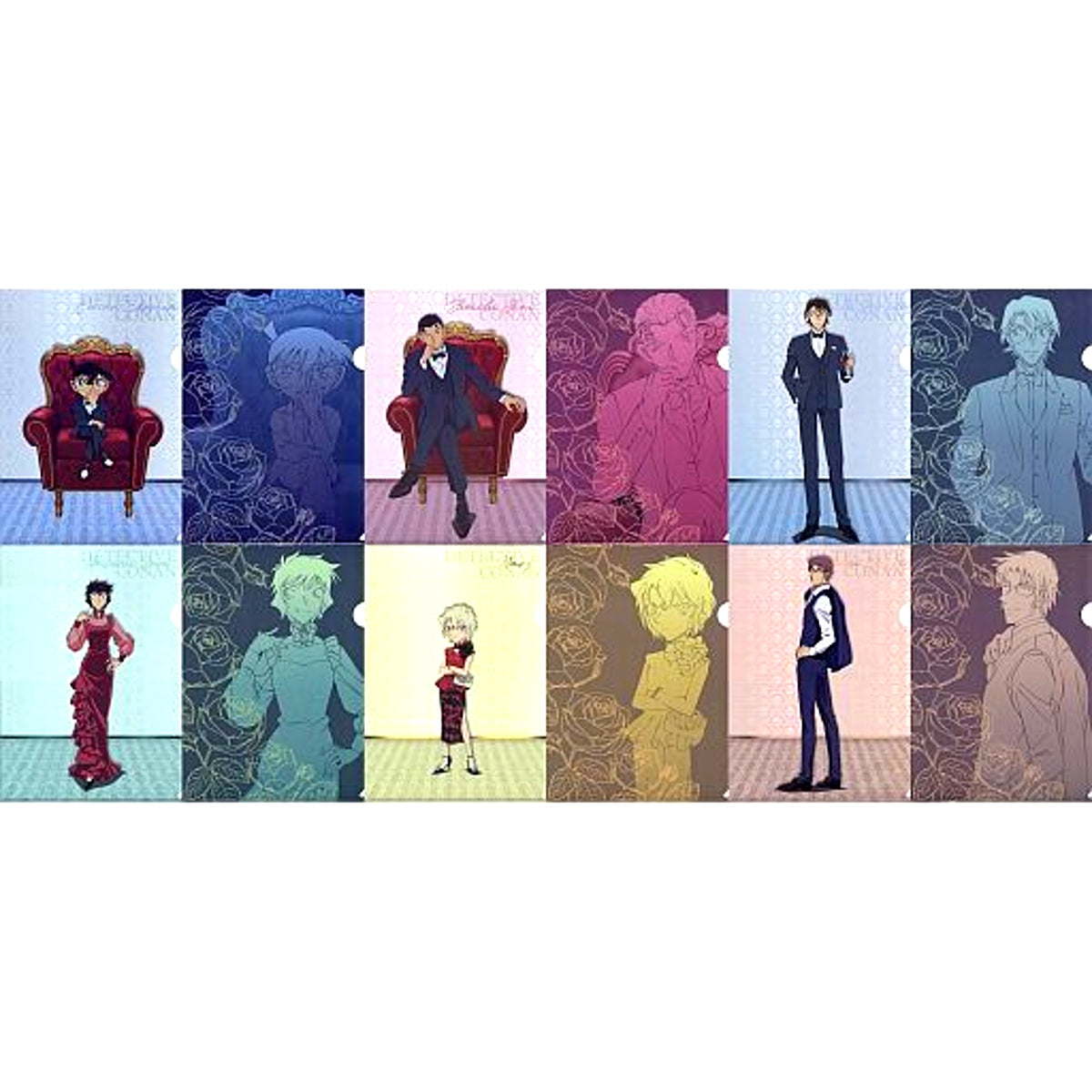 Set of 6 L Prize A4 Clear File Set of 2 Sega Lucky Kuji Detective Conan Red Party Collection [USED]