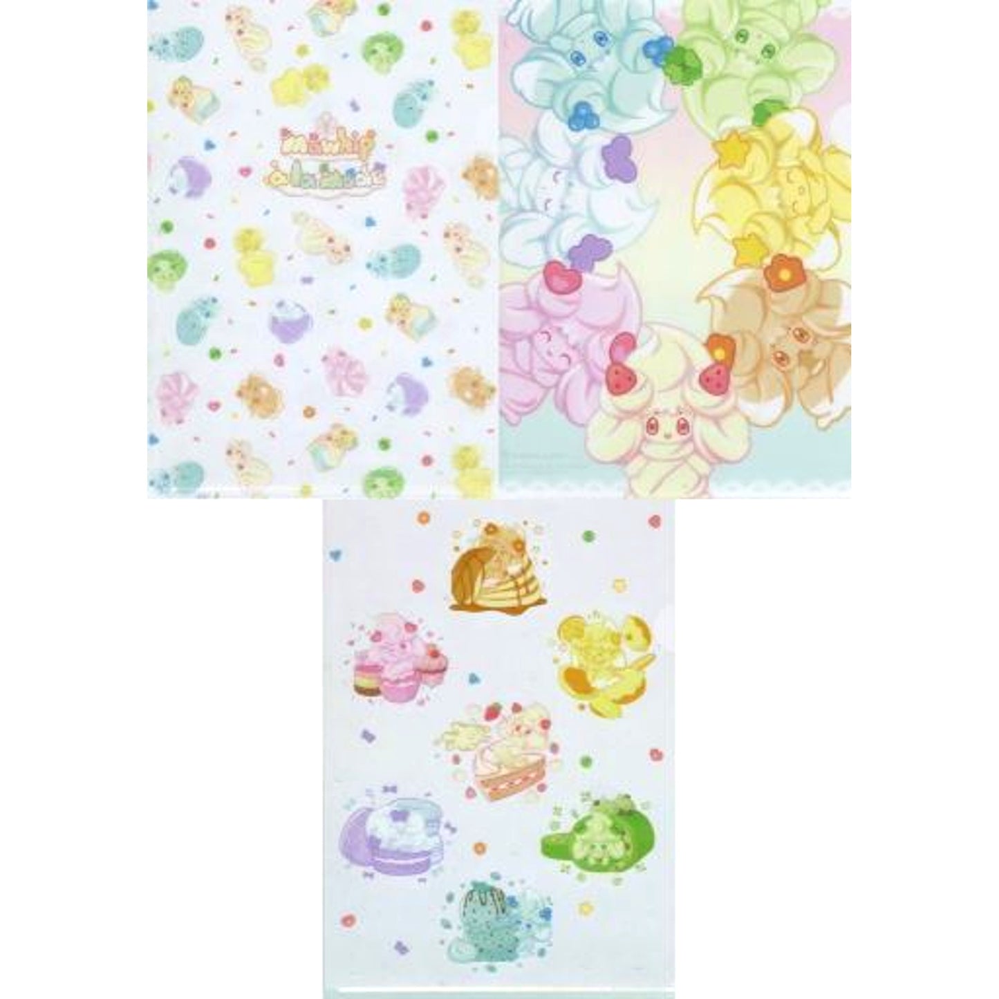 Alcremie & Milcery Set of 3 A4 Clear File Mawhip a la mode Pokemon Pokemon Center Limited [USED]