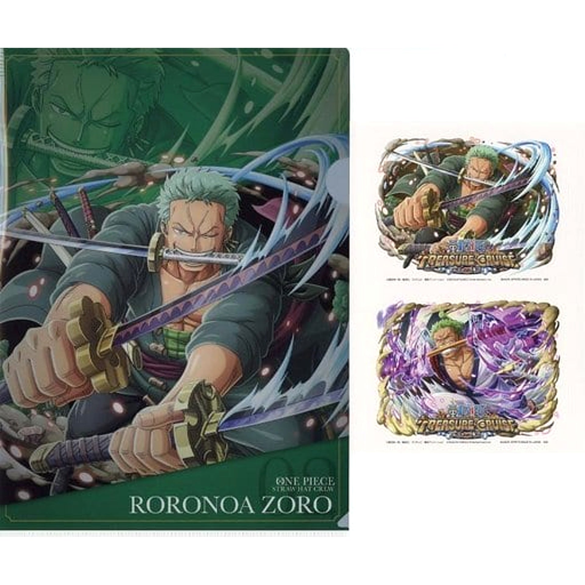 One Piece Roronoa Zoro Ichiban Kuji With Treasure Cruise Vol. 2 Clear File & Sticker Set Treasure Cruise Prize G [USED]