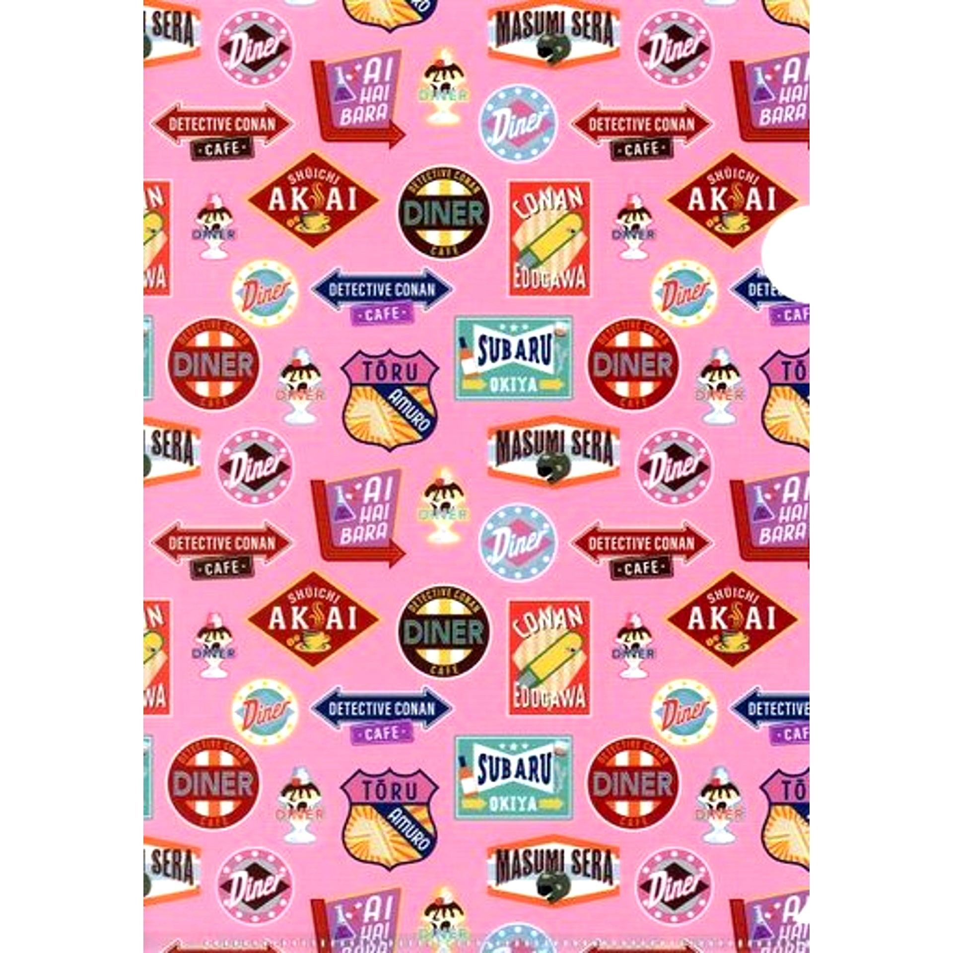 All-Over Pattern American Diner 1 E Prize 16 A5 Mini Clear File Sega Lucky Kuji ONLINE Detective Conan Cafe American Diner FILE.1 [USED]