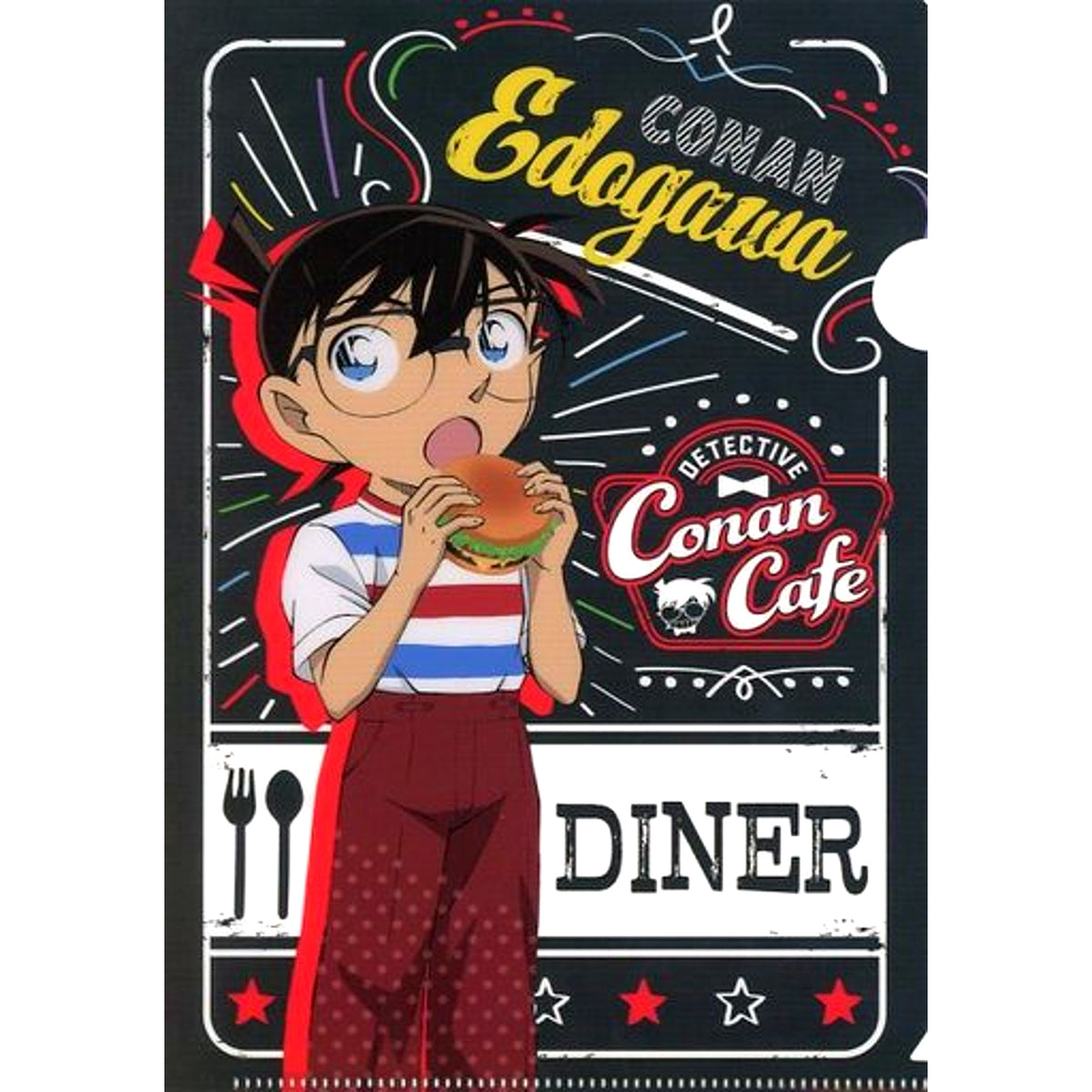 Conan Edogawa Normal E Prize 13 A5 Mini Clear File Sega Lucky Kuji ONLINE Detective Conan Cafe American Diner FILE.2 [USED]