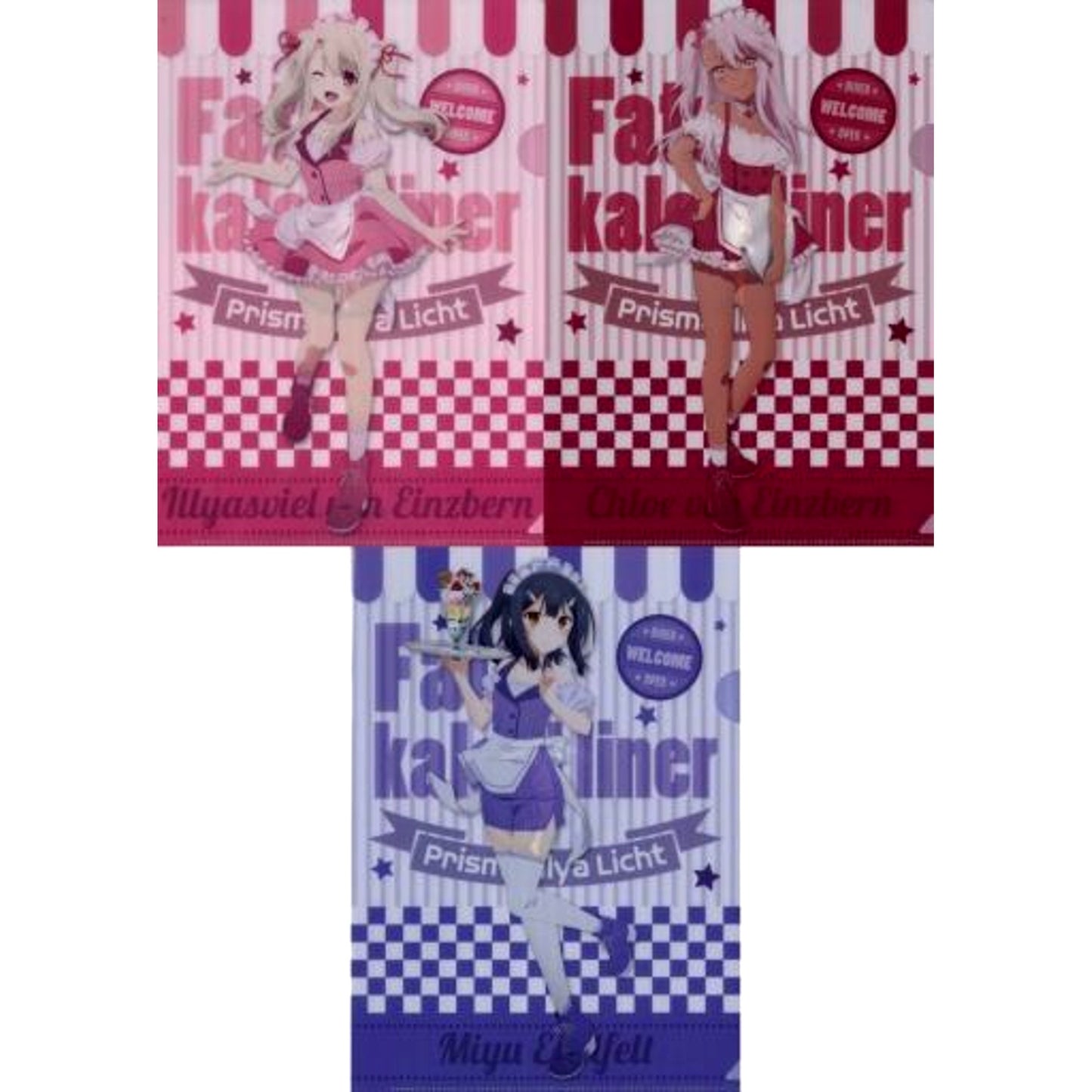 Set of 3 Illya & Miyu & Chloe Fate/kaleid liner Prisma Illya Licht Nameless Girl Movie A4 Clear Files Museum in Gamers [USED]