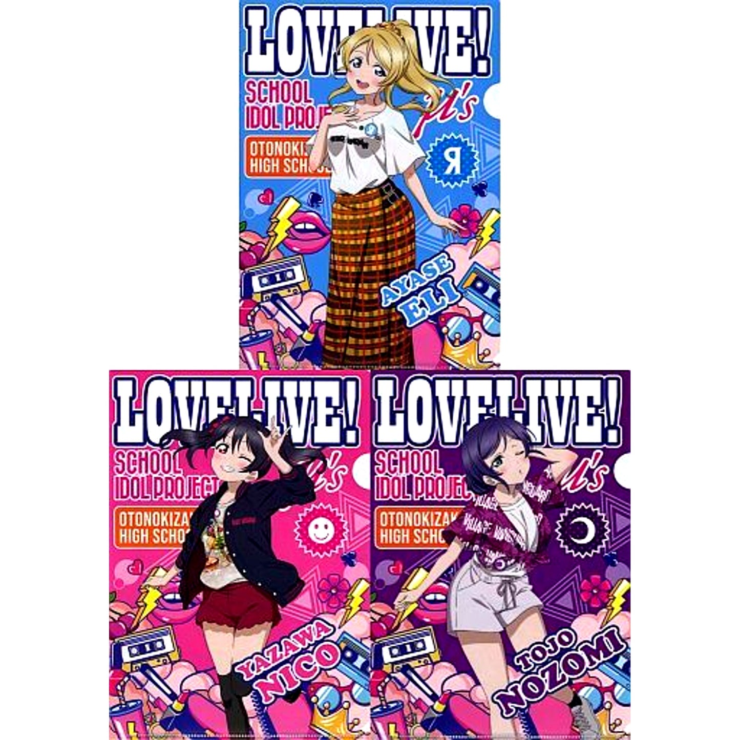 3rd Years A4 Clear File Set of 3 Love Live! x Village Vanguard [USED]