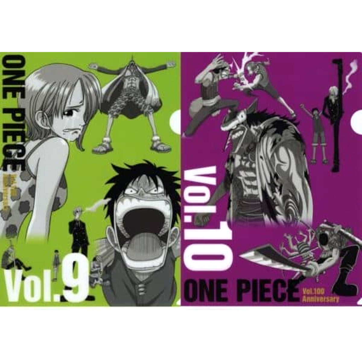 One Piece Vol.9&10 Ichiban Kuji Vol.100 Anniversary History Clear File Set Prize N [USED]