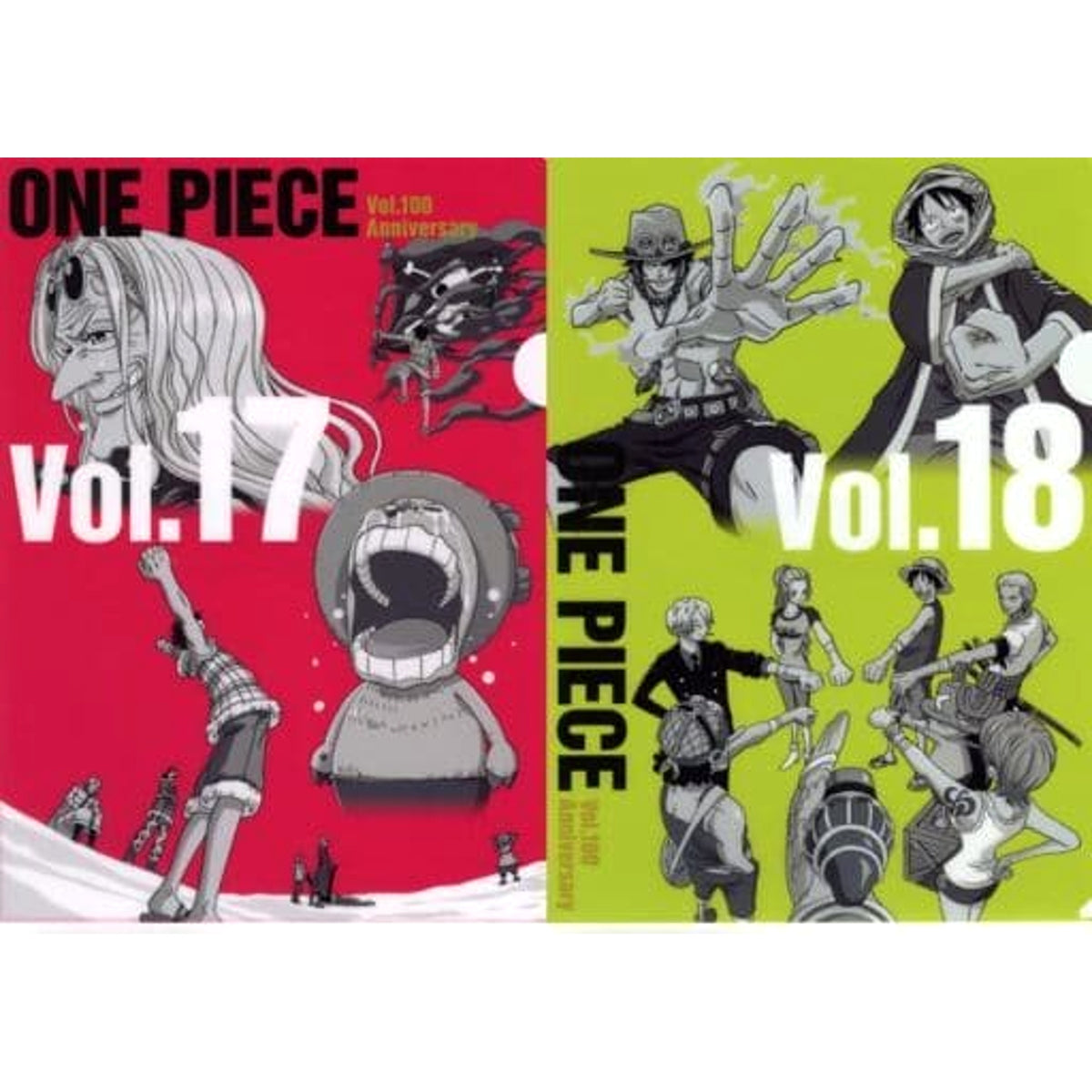 One Piece Vol.17&18 Ichiban Kuji Vol.100 Anniversary History Clear File Set Prize N [USED]