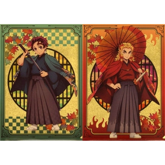 Set of 2 Gold Folding Screen Style A4 Clear File Demon Slayer: Kimetsu no Yaiba Kyoto International Manga Anime Fair 2021 KyoMAF Goods [USED]